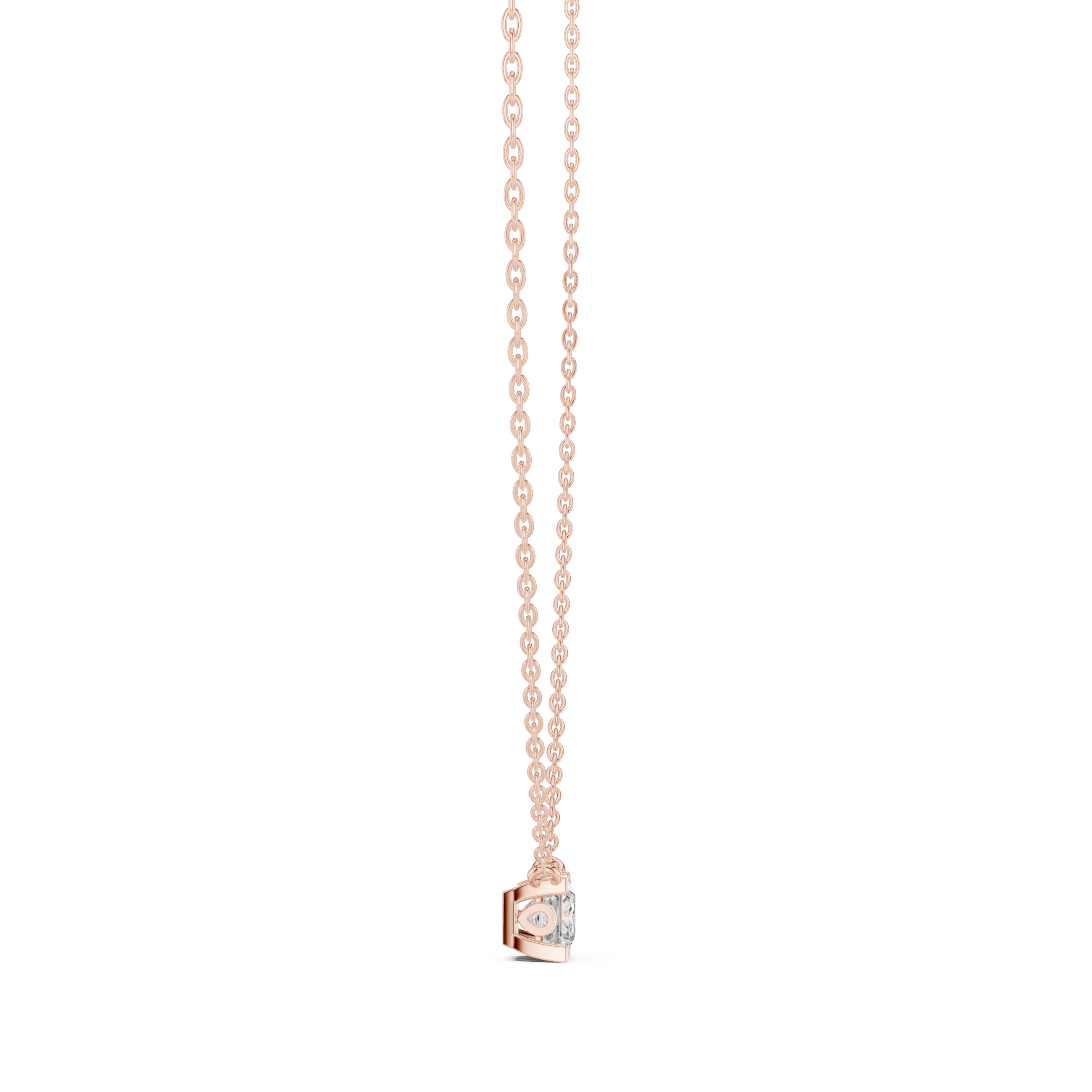 Princess Cut Diamond Solitaire Pendant Necklace (Modern Minimal Setting)