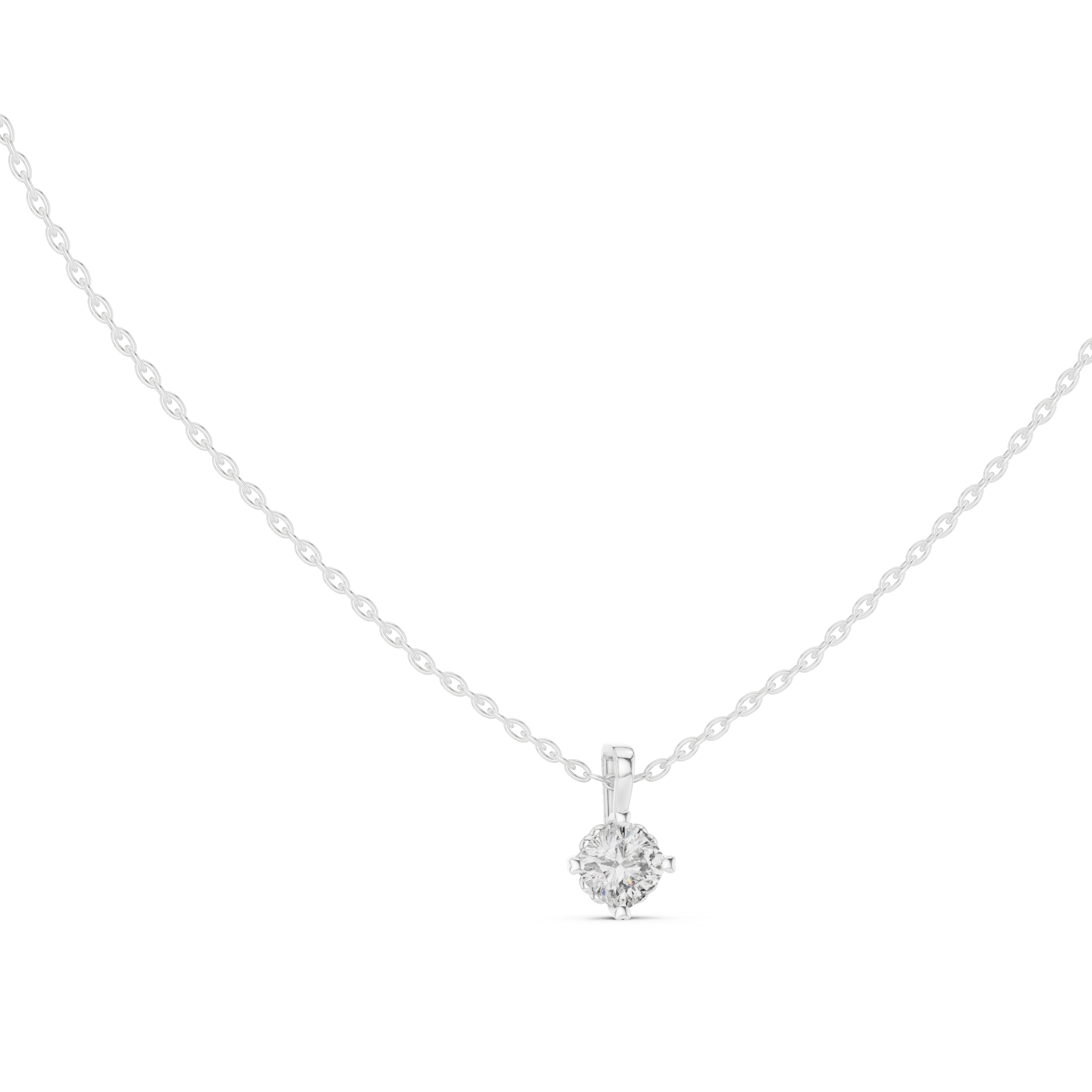 Minimal Cushion Cut Solitaire Necklace with Classic Open Basket Setting