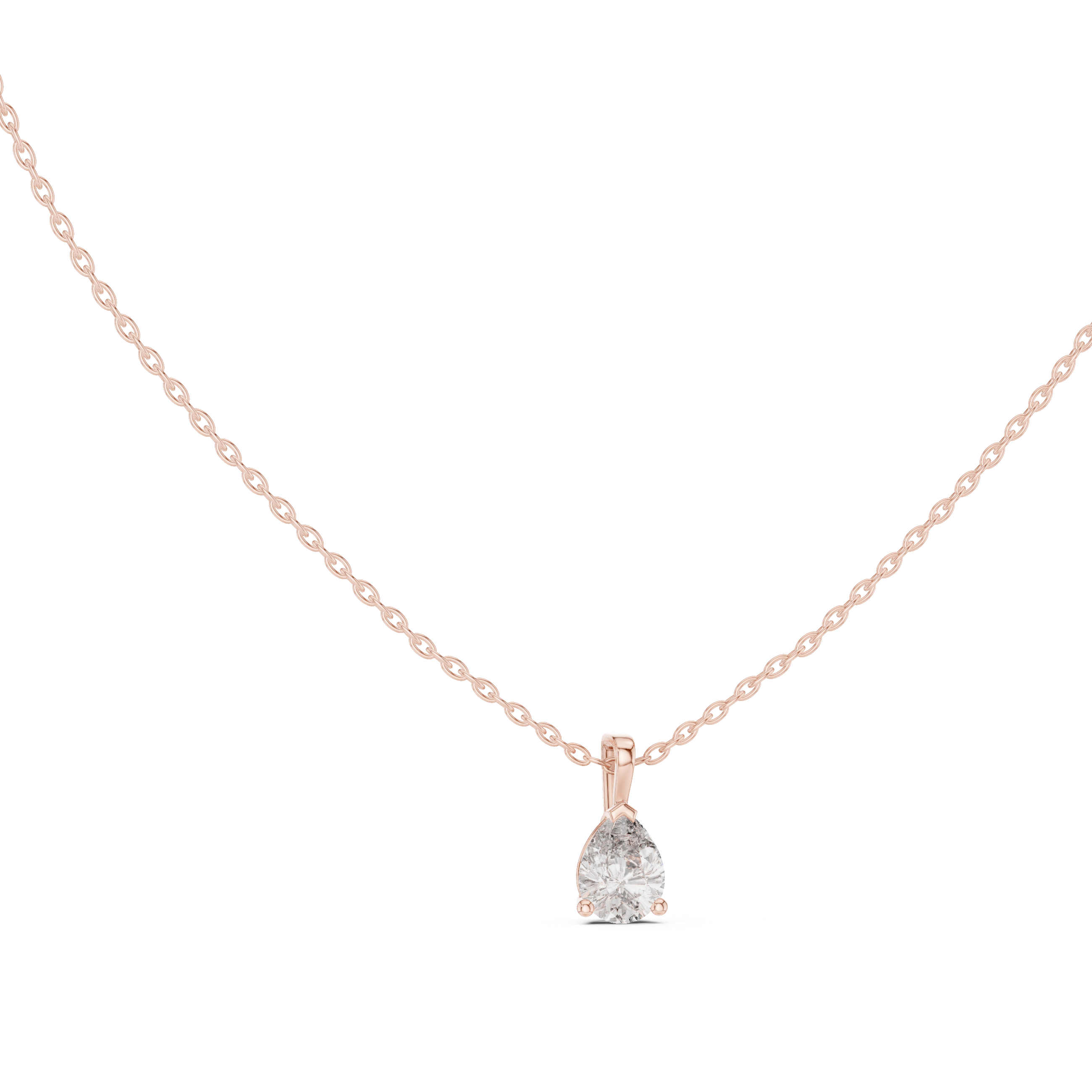 Pear Cut Solitaire Pendant Necklace – Minimal Teardrop Diamond Necklace