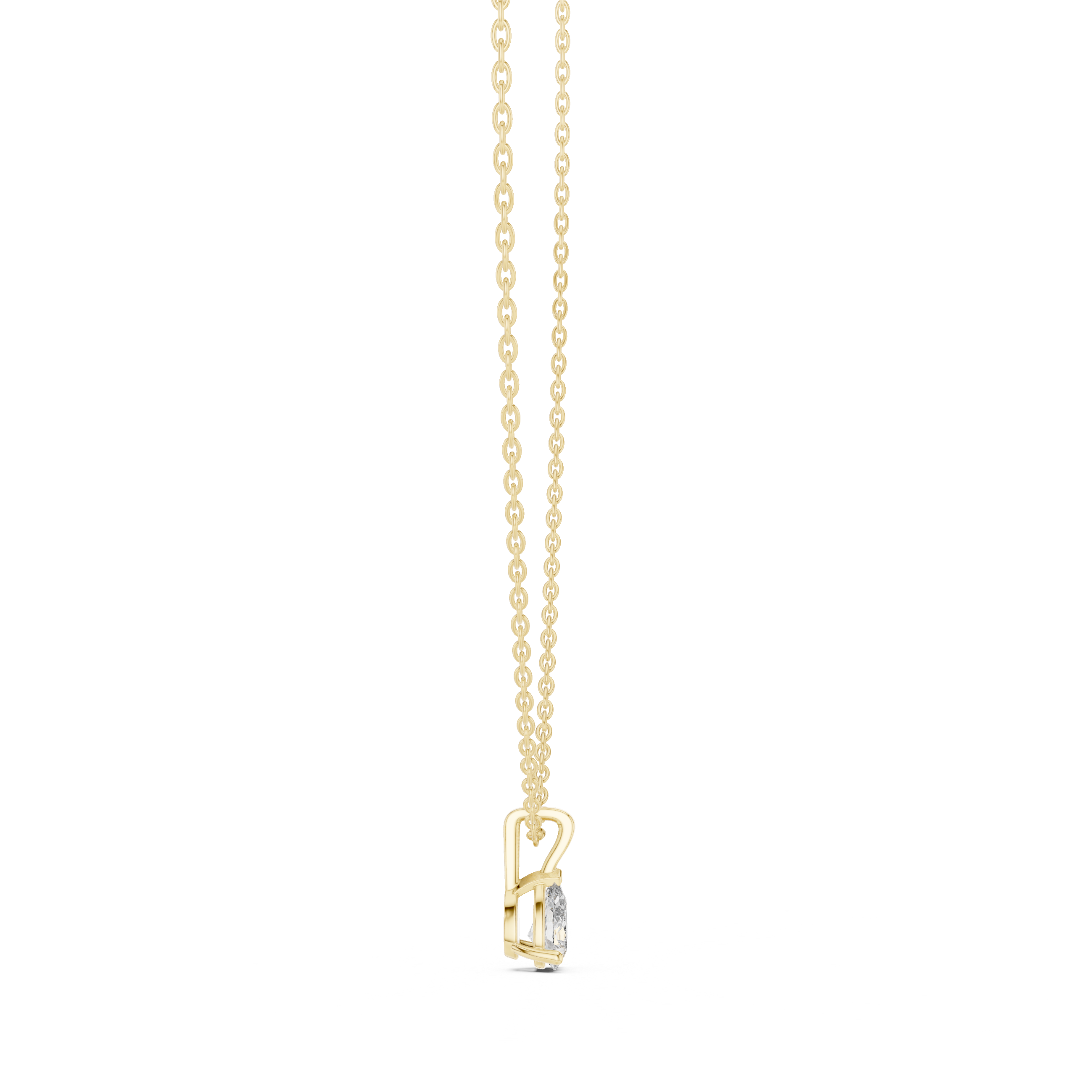 Pear Cut Solitaire Pendant Necklace – Minimal Teardrop Diamond Necklace in Gold