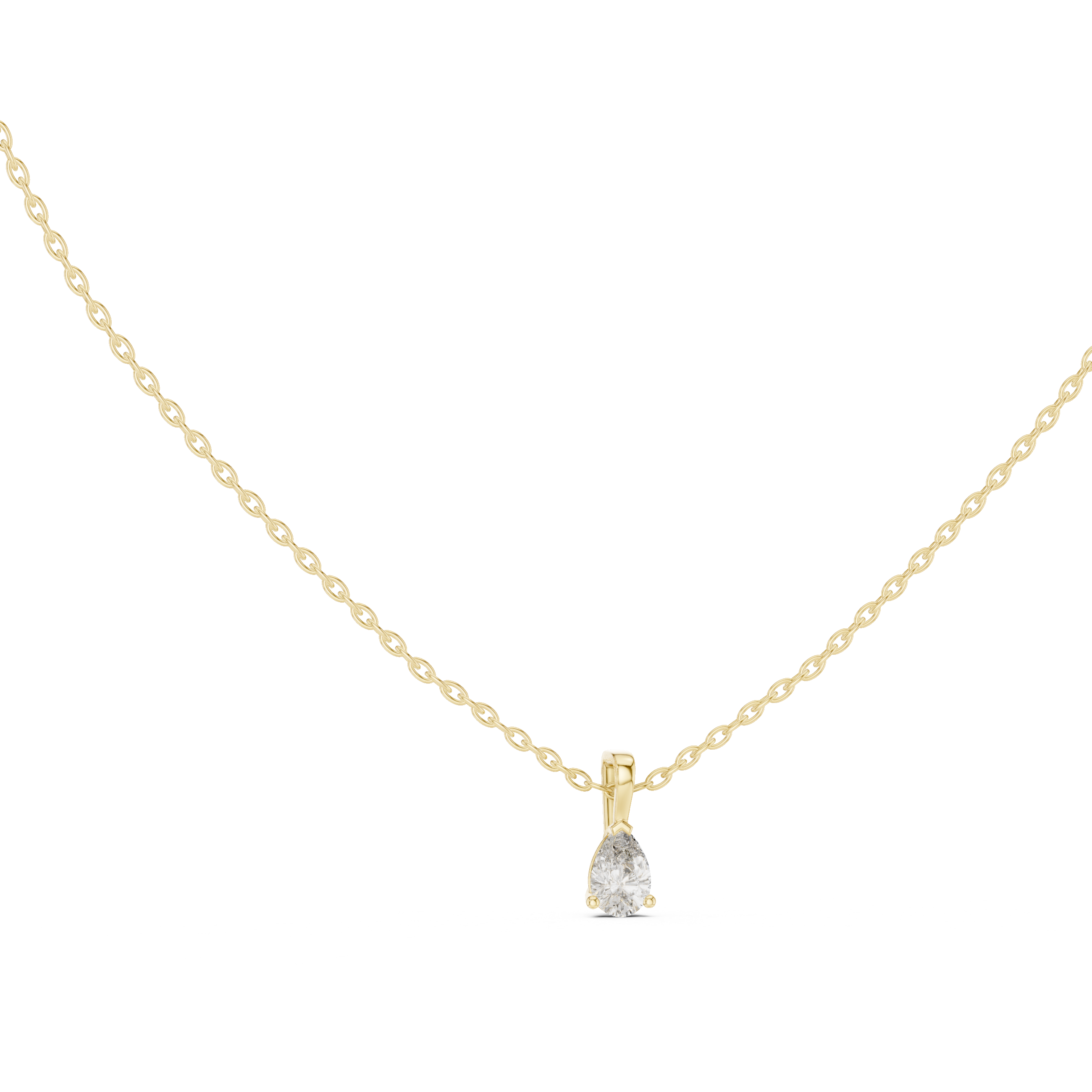 Minimal Pear Cut Solitaire Pendant Necklace – Dainty Teardrop Diamond Necklace
