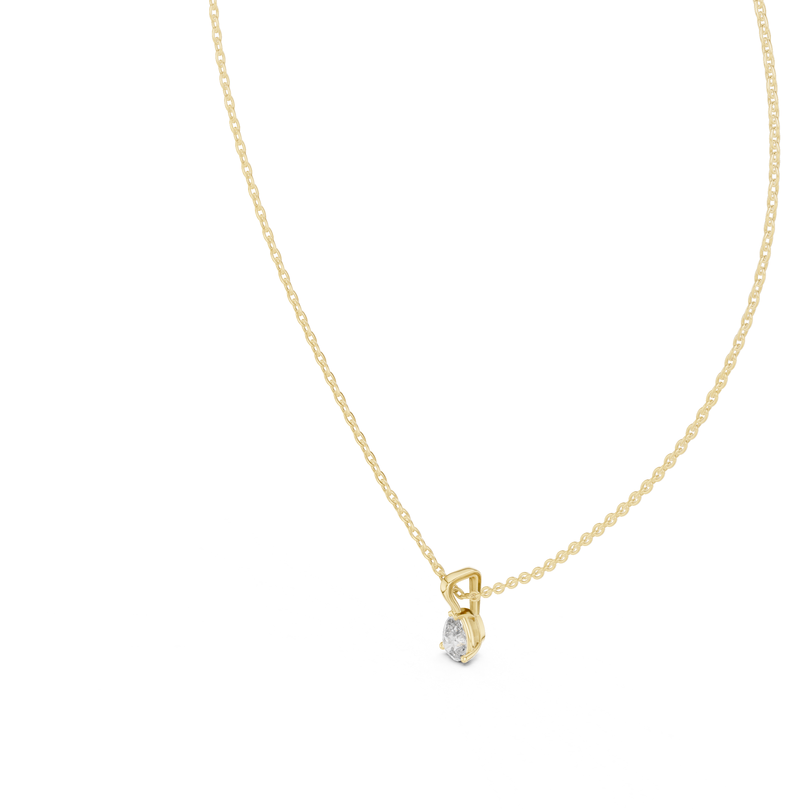 Minimal Pear Cut Solitaire Pendant Necklace – Dainty Teardrop Diamond Necklace