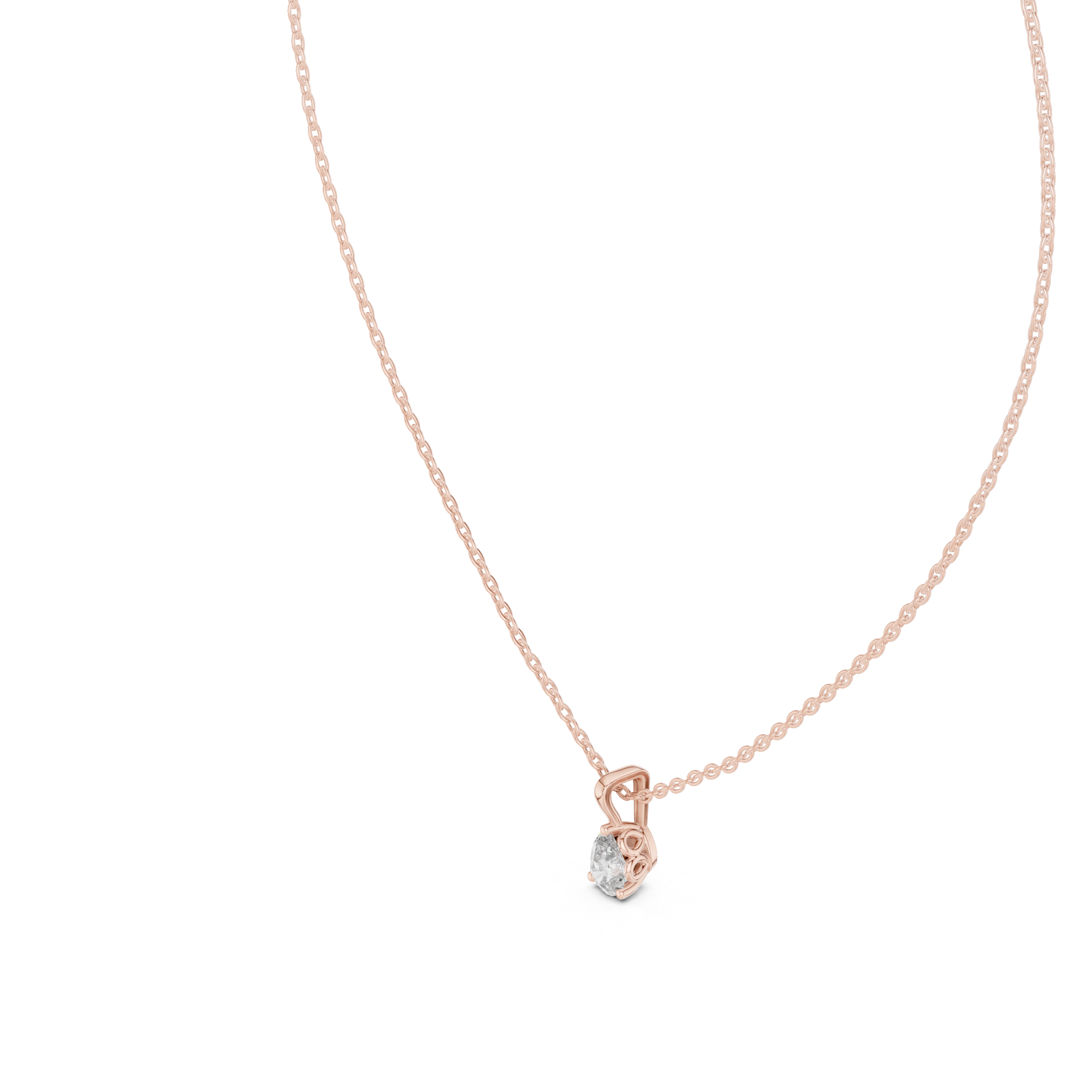 Pear Cut Solitaire Diamond Pendant Necklace