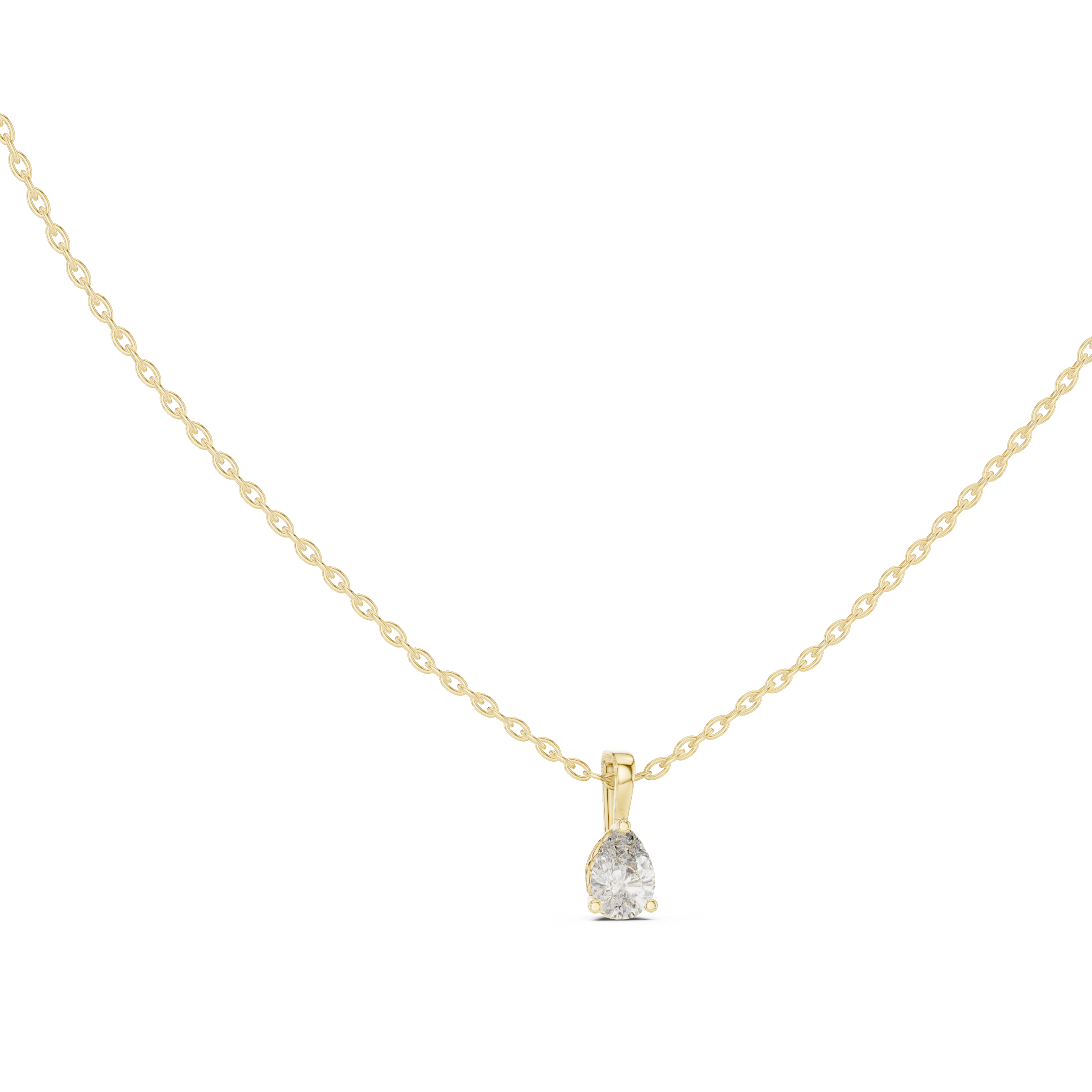 Pear Cut Solitaire Diamond Pendant Necklace
