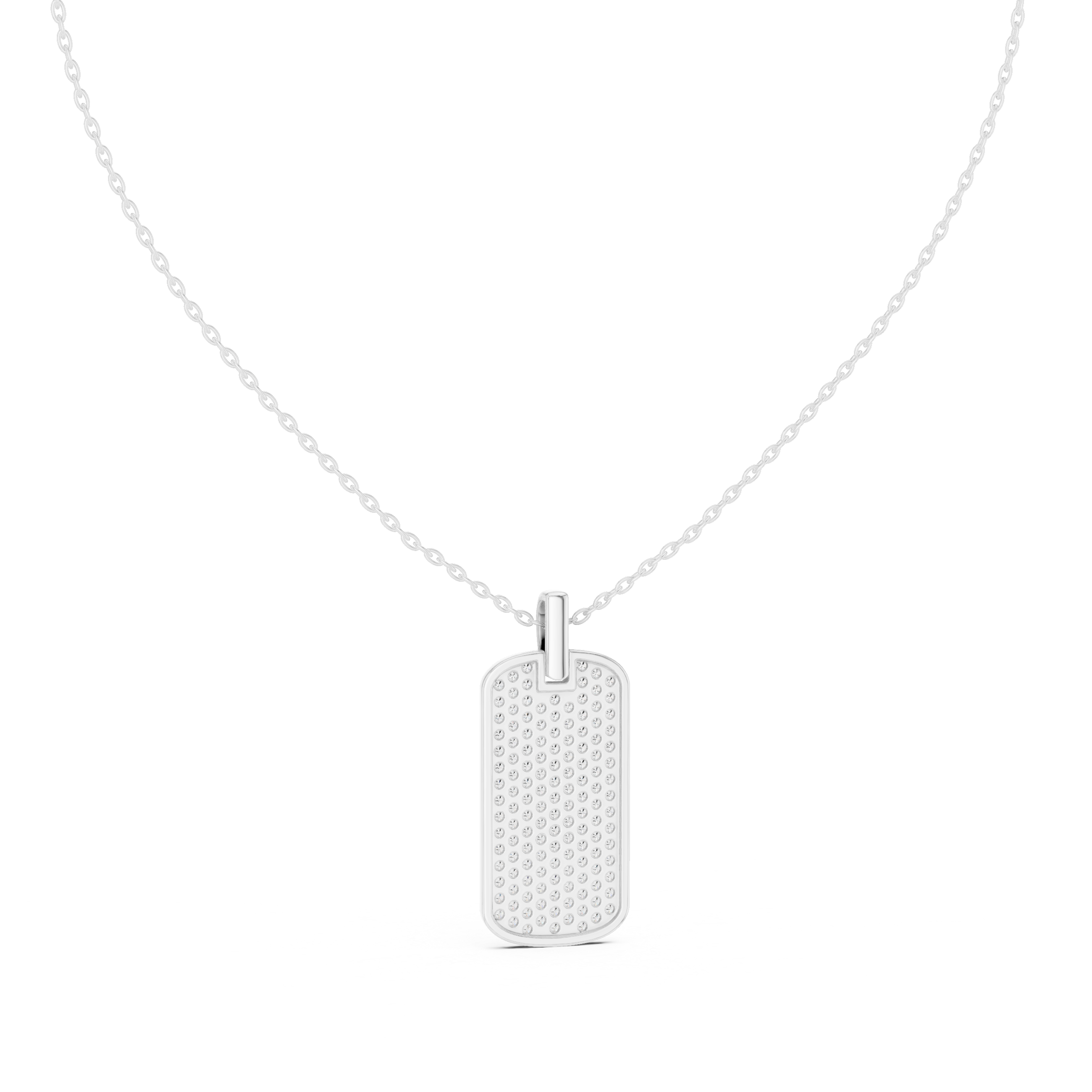 Pavé Diamond Dog Tag Pendant Necklace