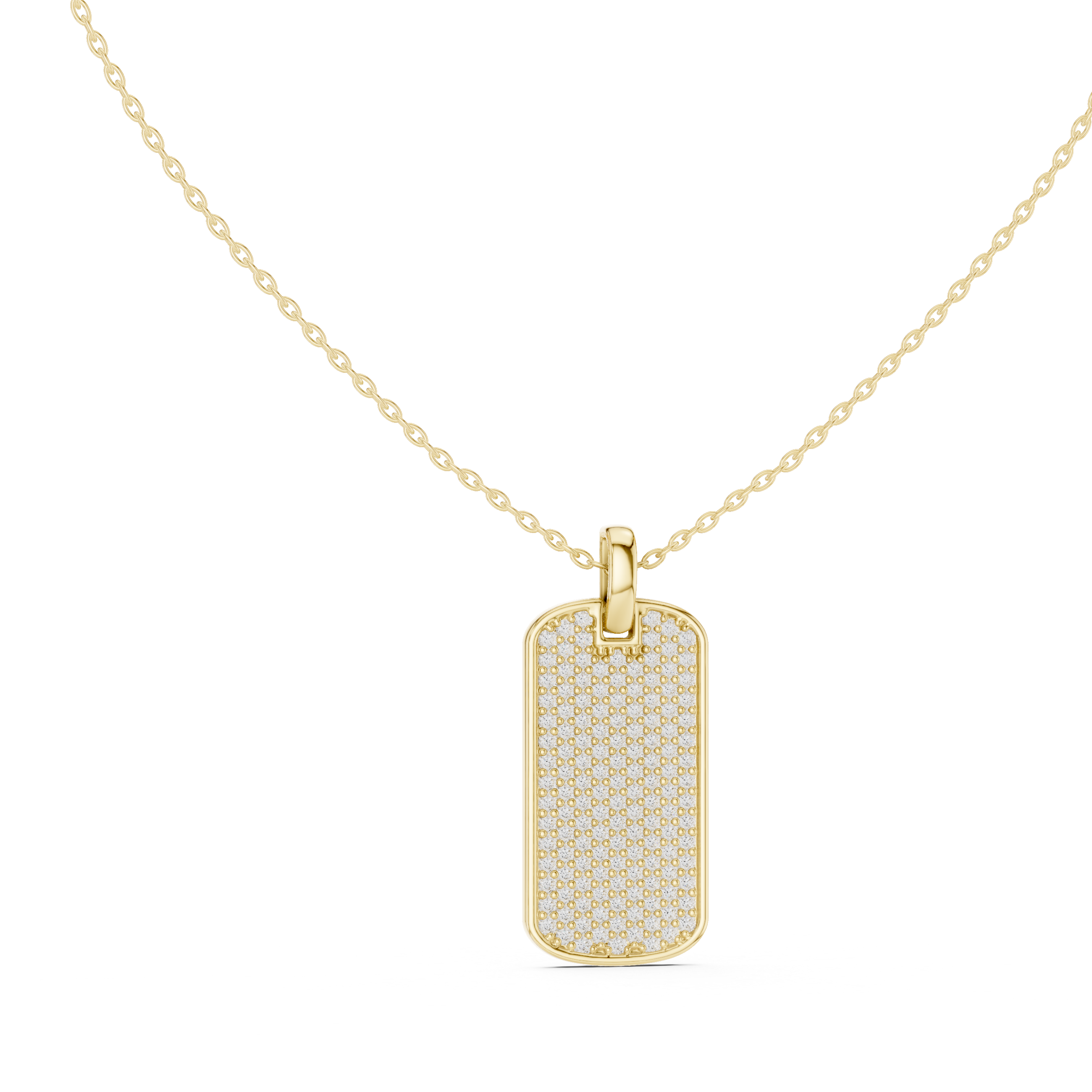Pavé Diamond Dog Tag Pendant Necklace