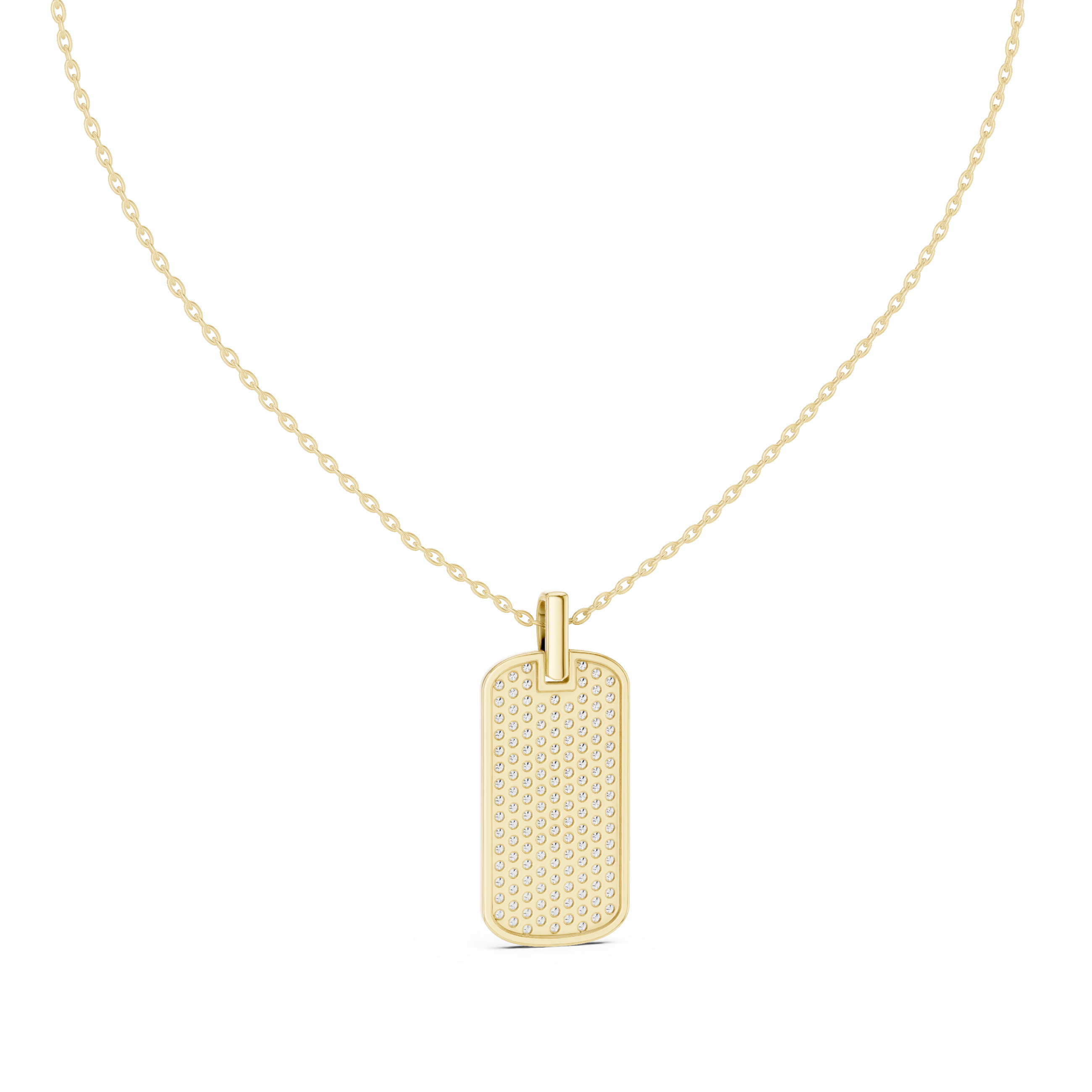 Pavé Diamond Dog Tag Pendant Necklace