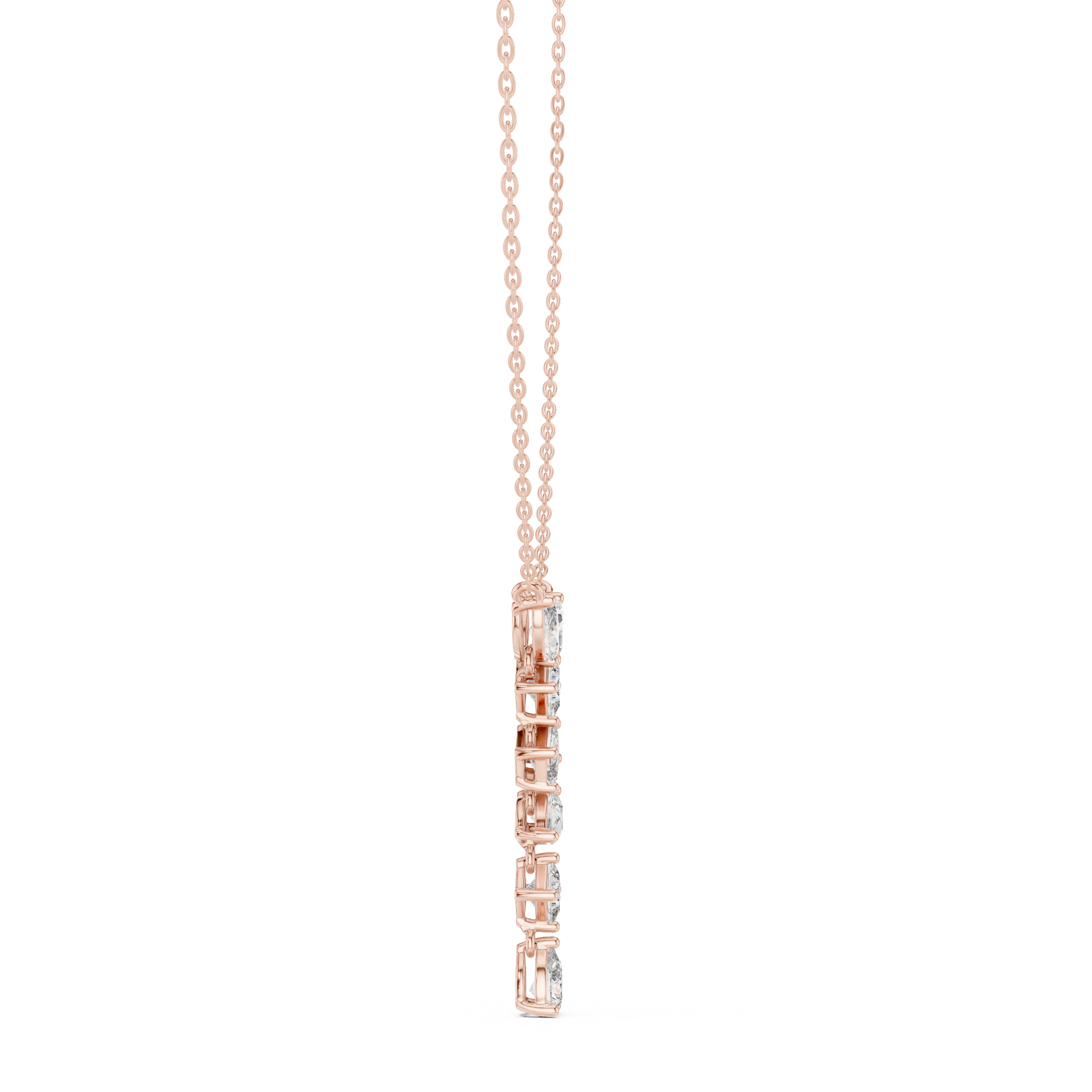 Multi Shape Diamond Drop Pendant Necklace