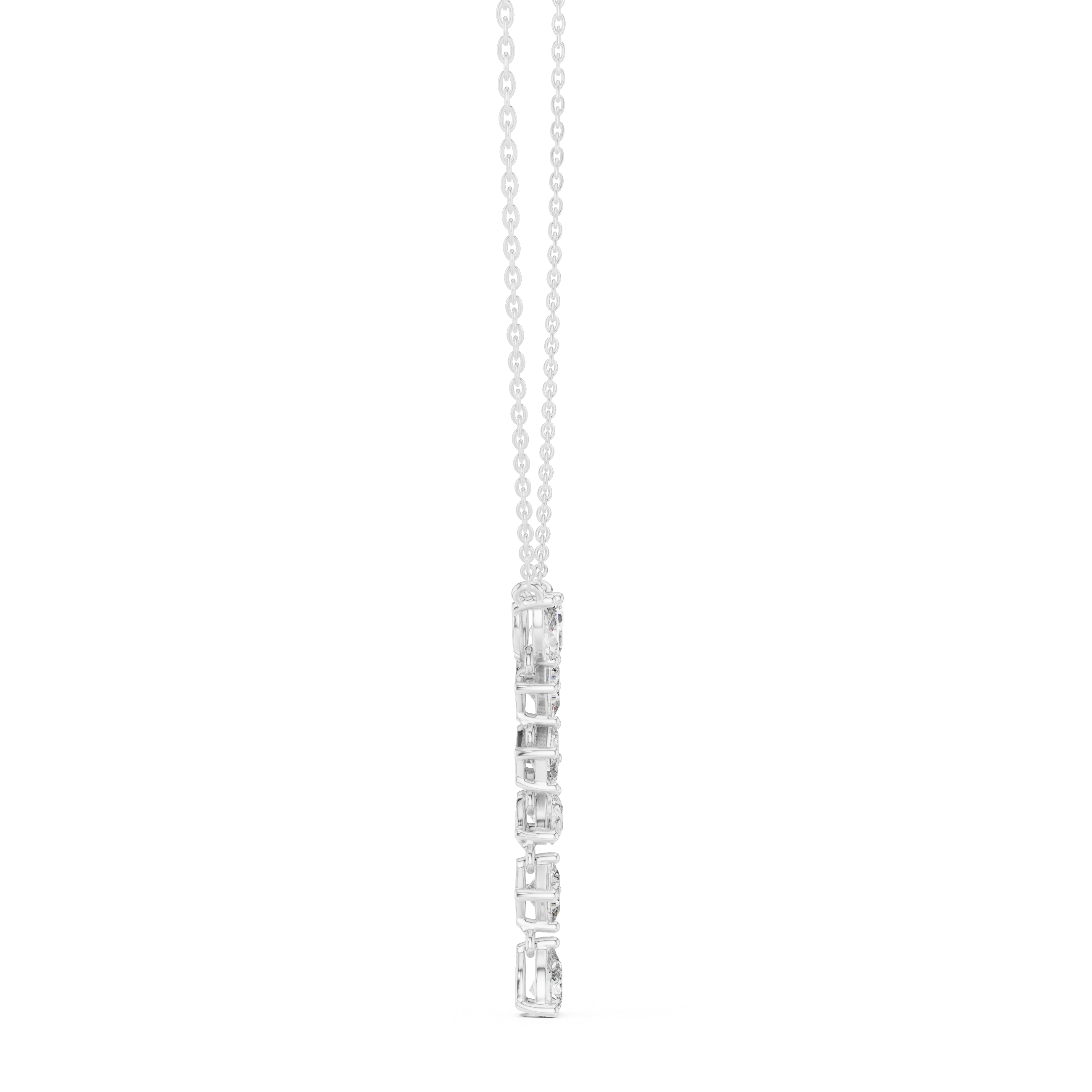 Multi Shape Diamond Drop Pendant Necklace