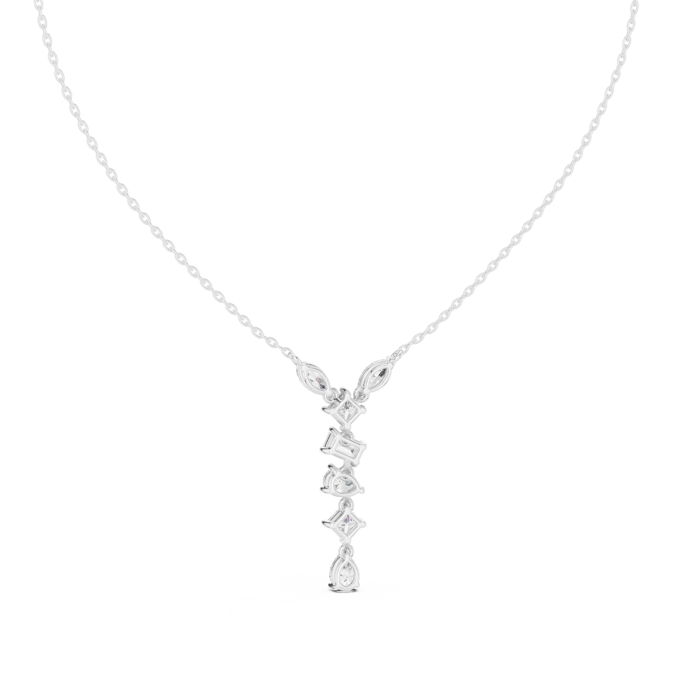 Multi Shape Diamond Drop Pendant Necklace