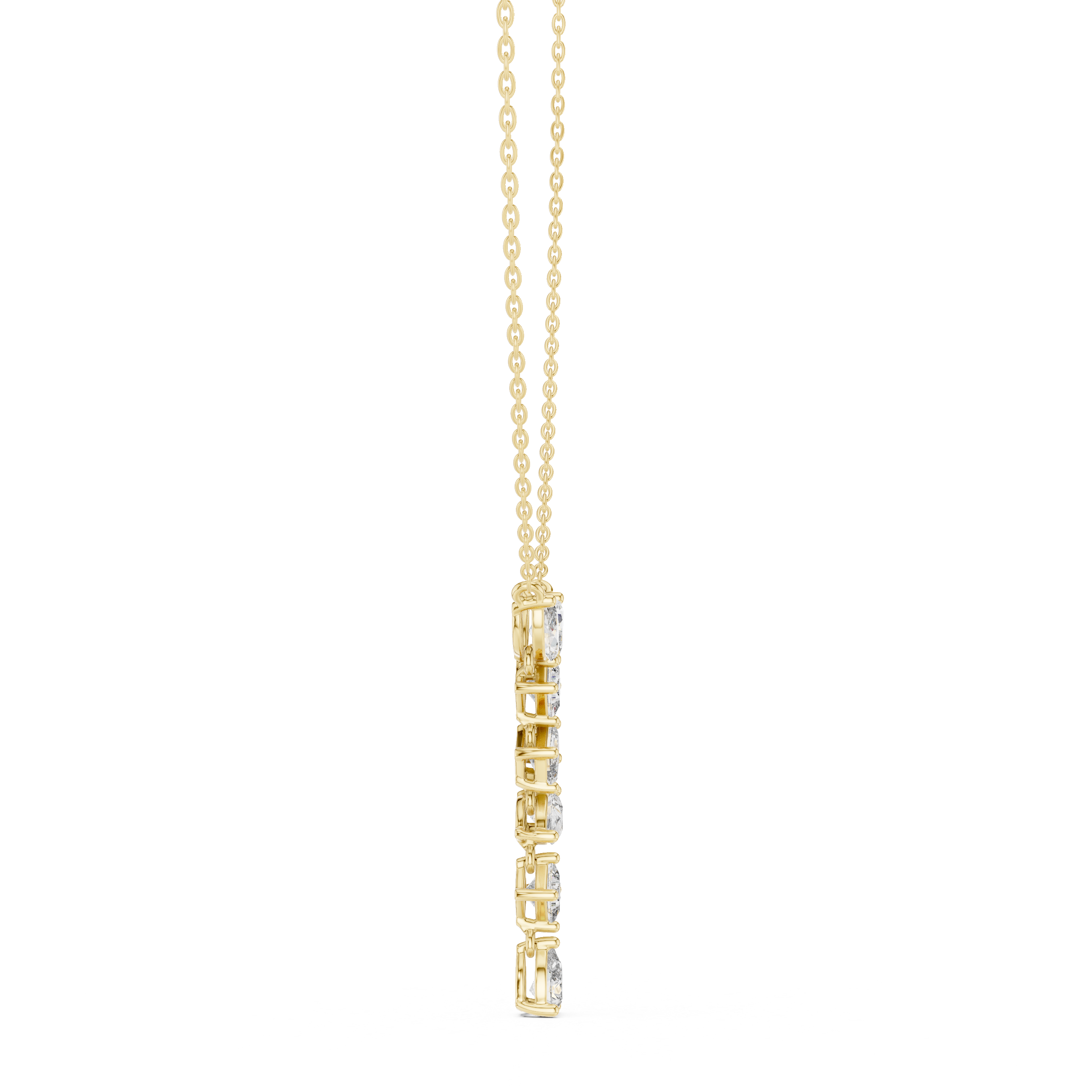 Multi Shape Diamond Drop Pendant Necklace