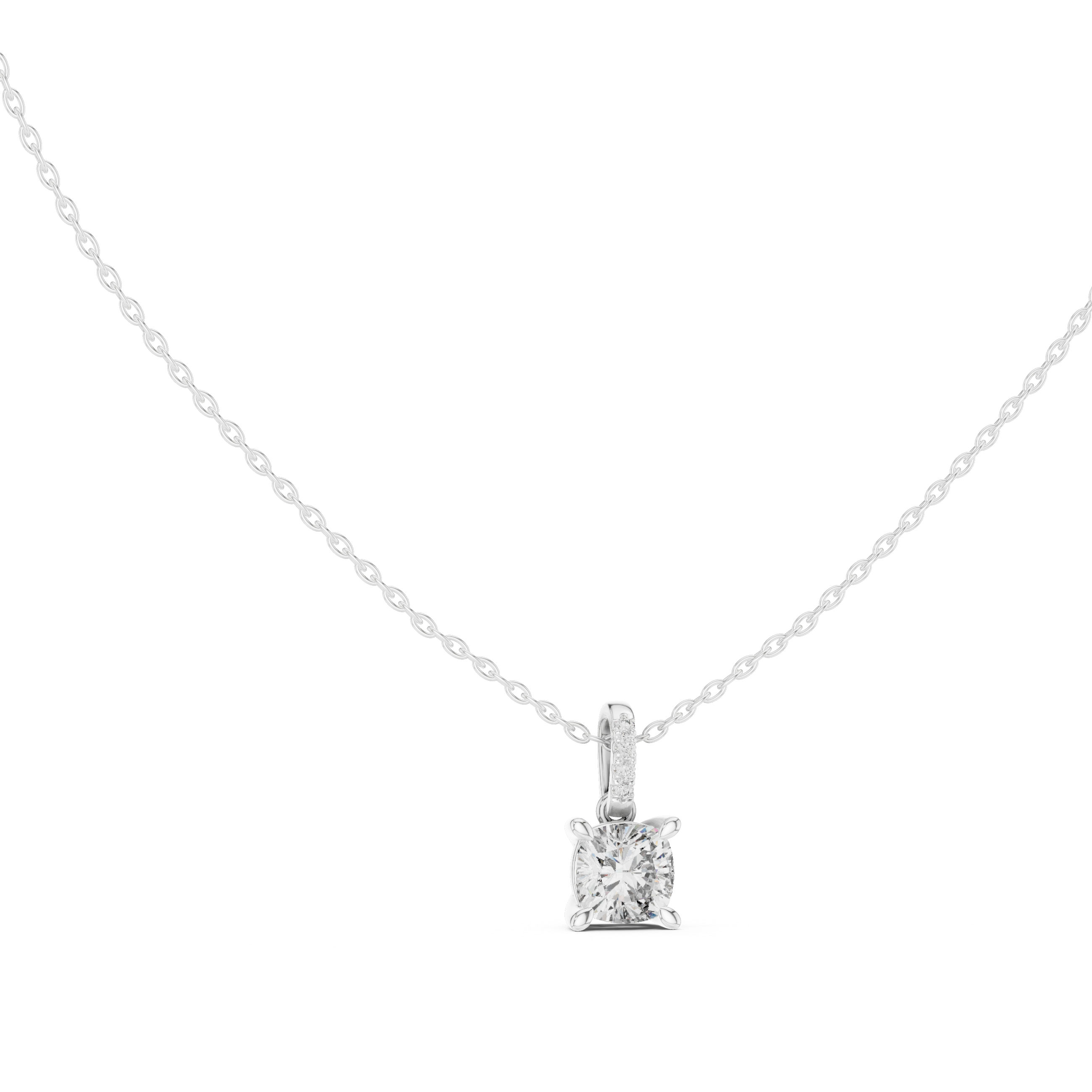 Classic Cushion Cut Diamond Pendant Necklace – Minimal Elegance