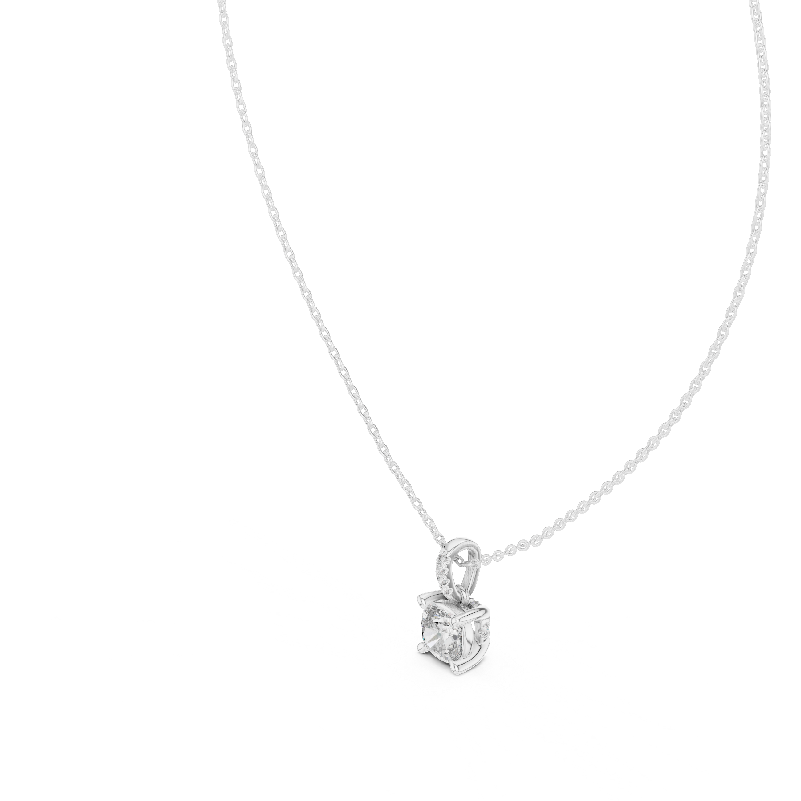 Classic Cushion Cut Diamond Pendant Necklace – Minimal Elegance