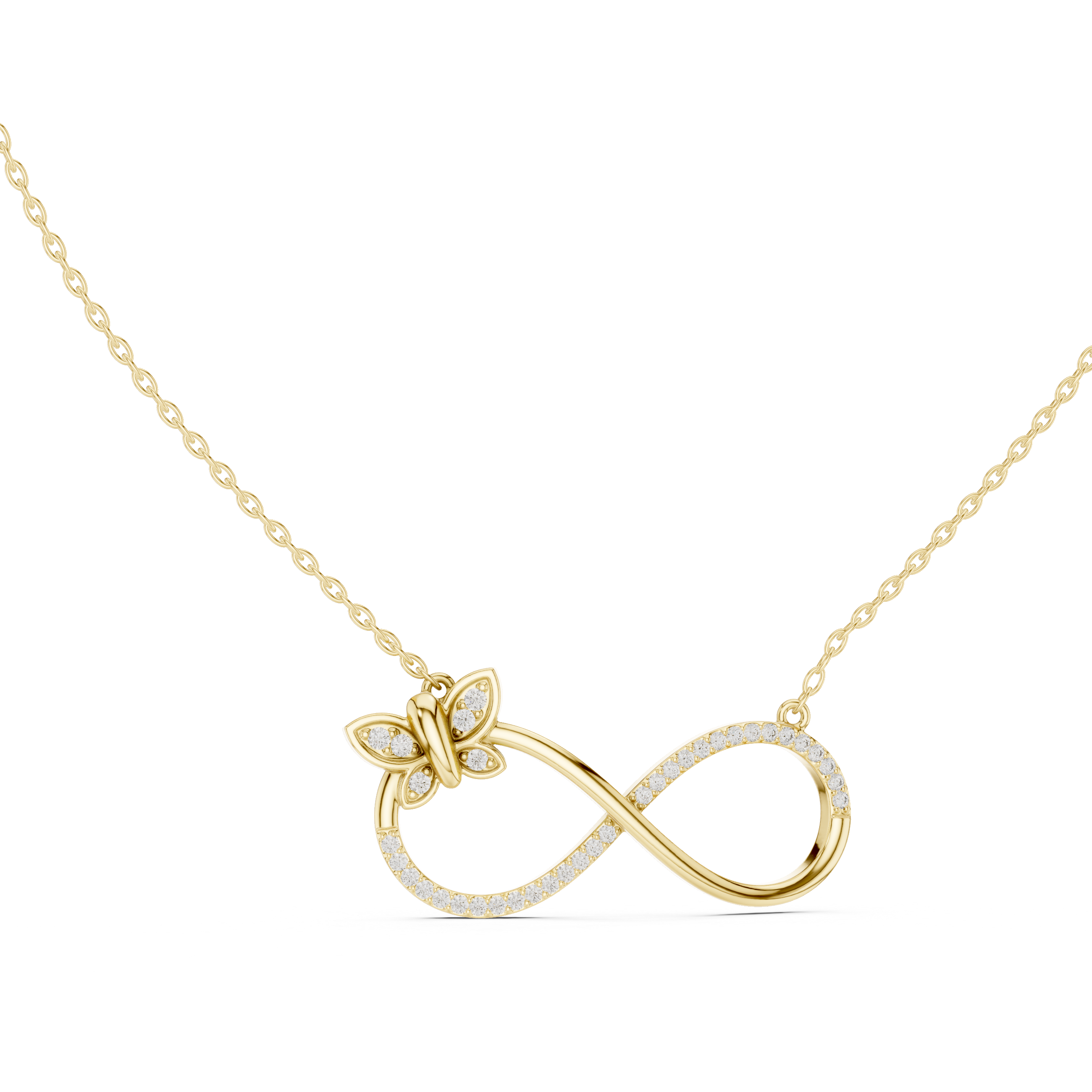 Butterfly Infinity Diamond Necklace – Elegant Symbol of Eternal Love