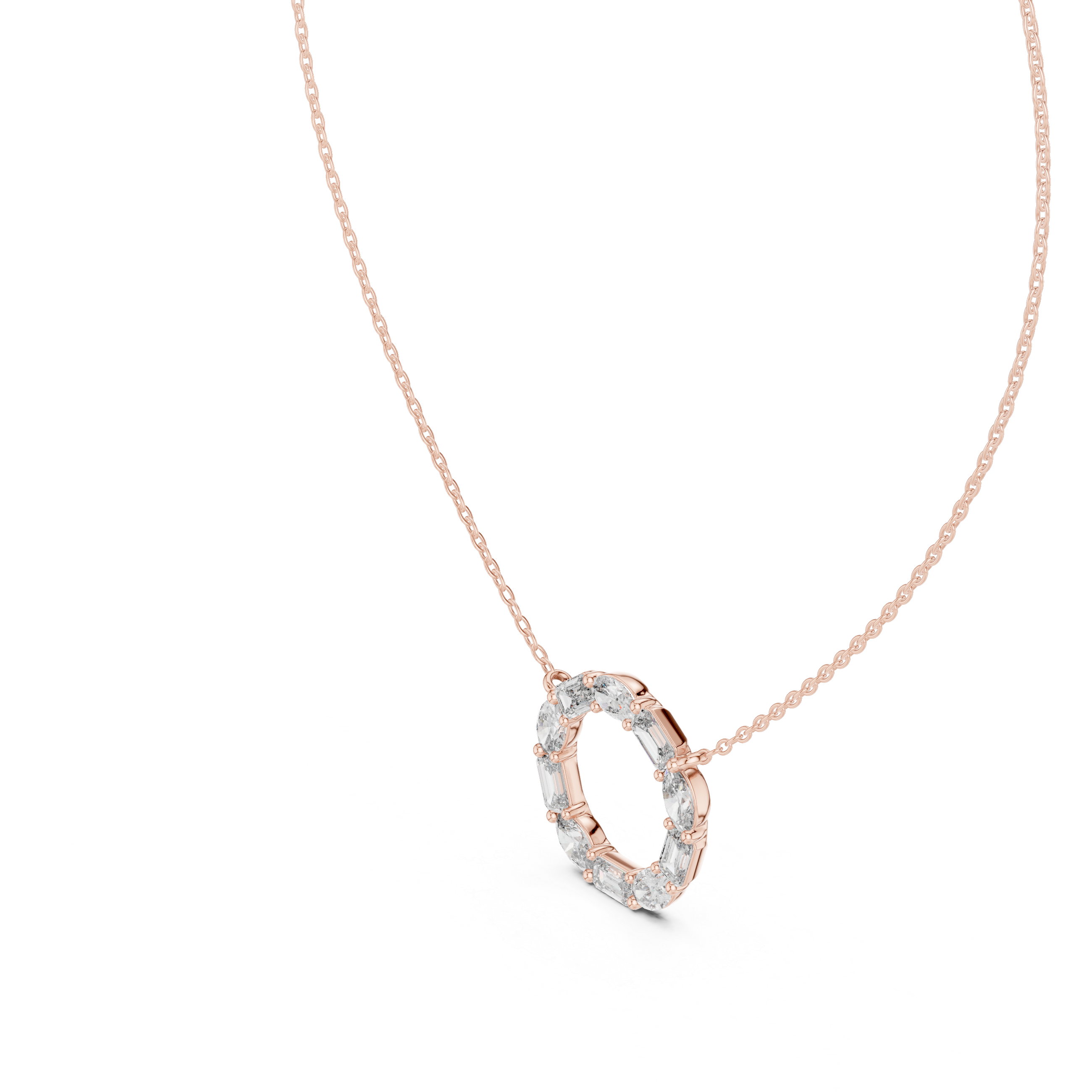 Mixed Shape Diamond Circle Pendant Necklace – Modern Eternity Design