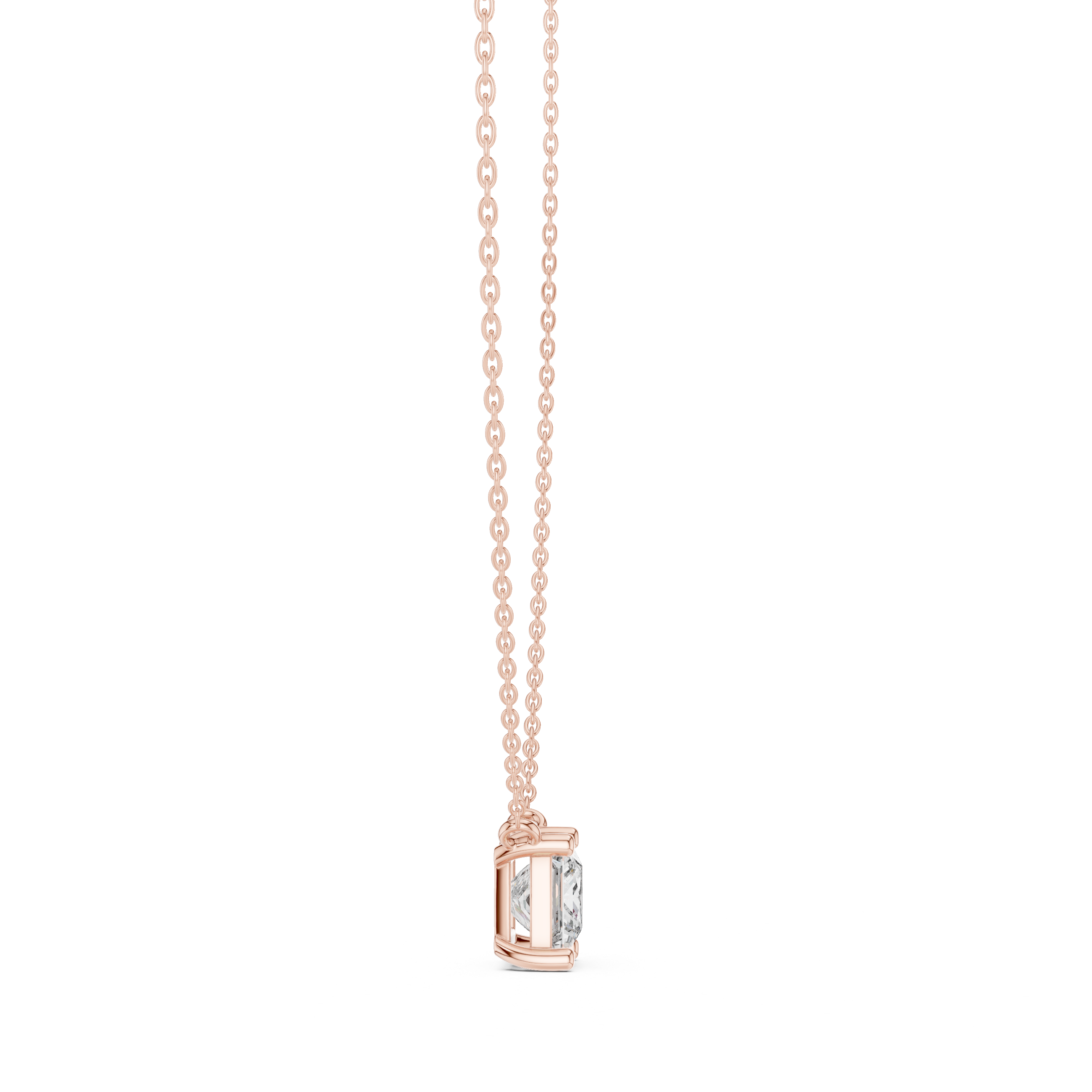 Princess Cut Solitaire Diamond Necklace in Classic Prong Setting