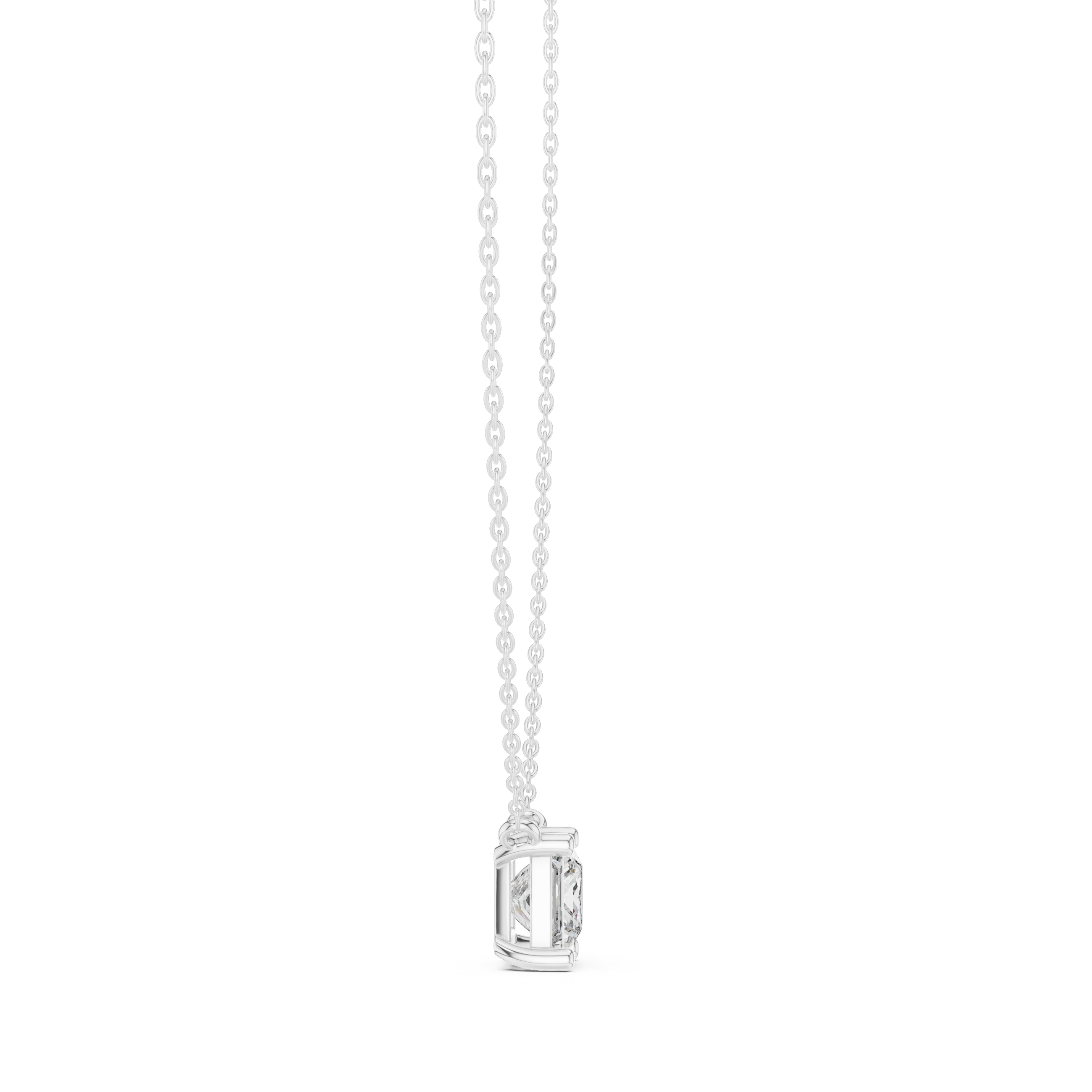 Princess Cut Solitaire Diamond Necklace in Classic Prong Setting