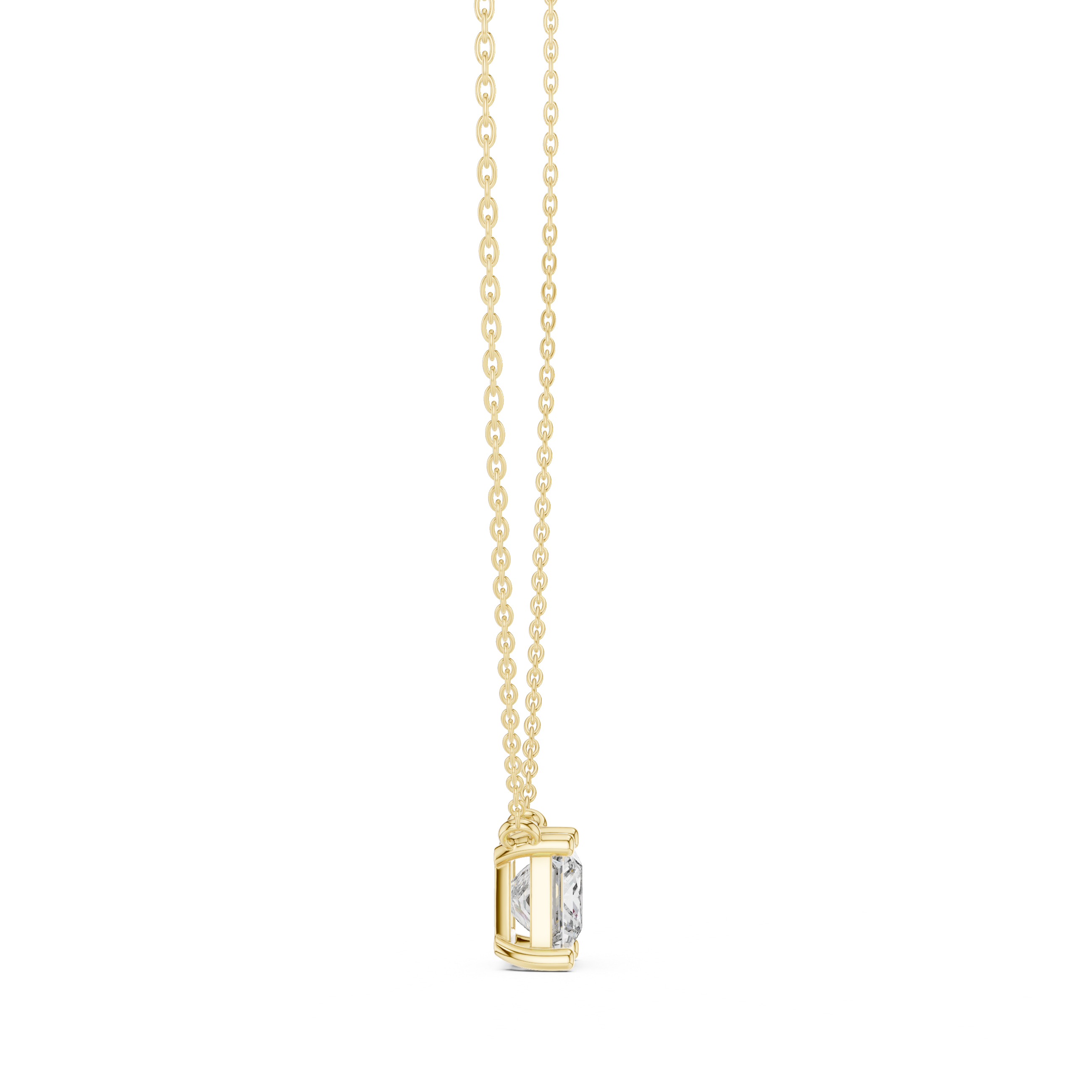 Princess Cut Solitaire Diamond Necklace in Classic Prong Setting