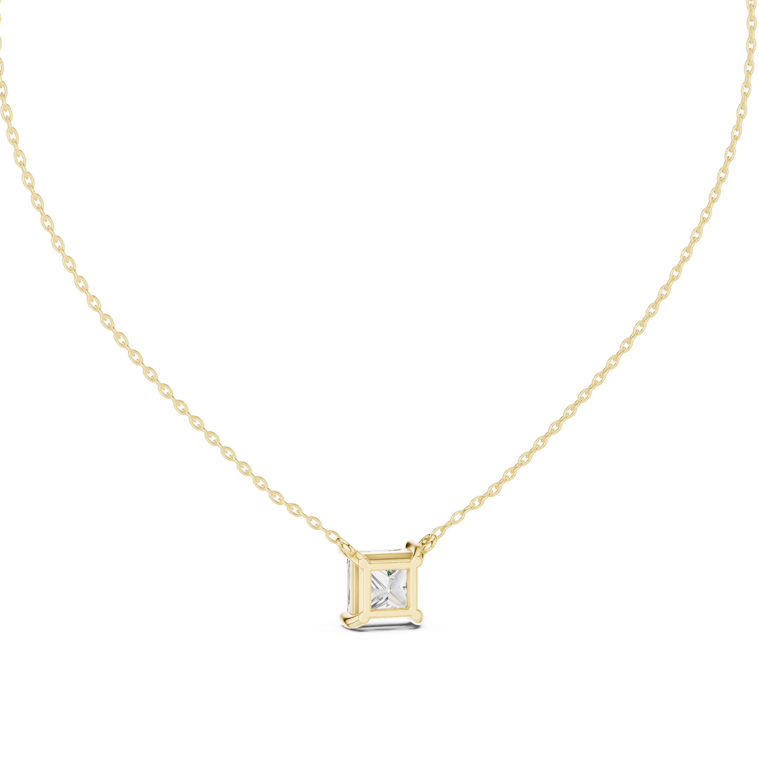 Princess Cut Solitaire Diamond Necklace in Classic Prong Setting