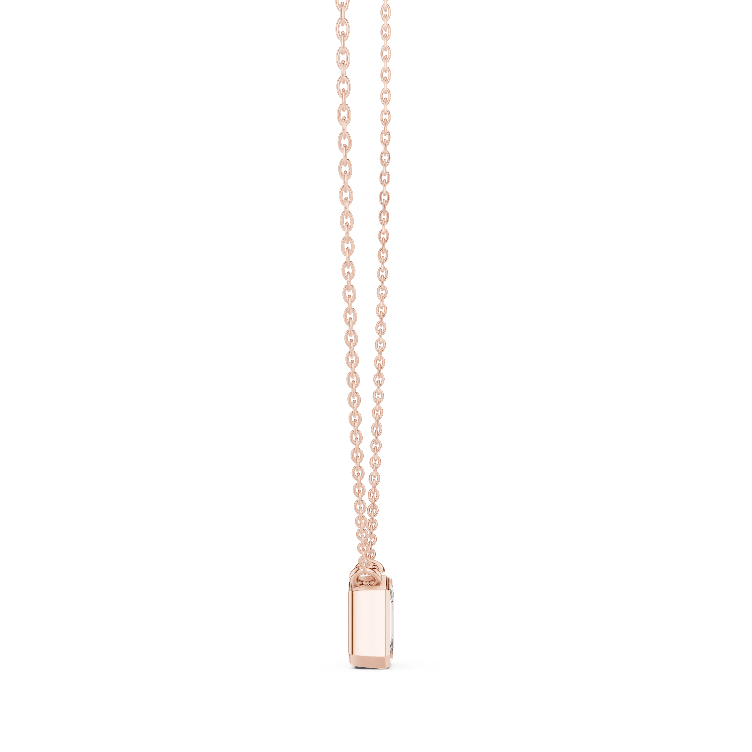 Petite Emerald Cut Bezel Solitaire Necklace
