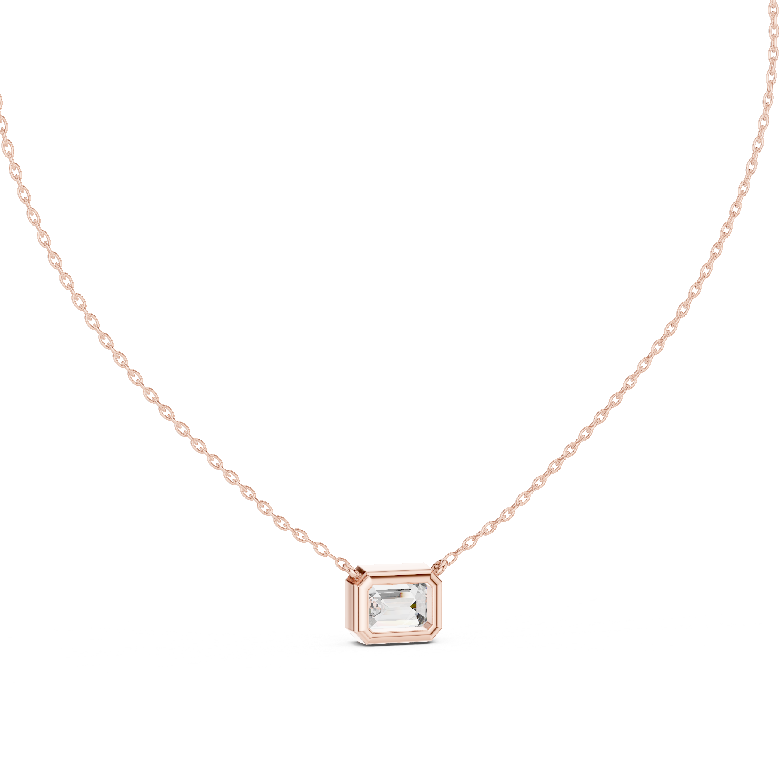 Minimalist Emerald Cut Solitaire Bezel Necklace