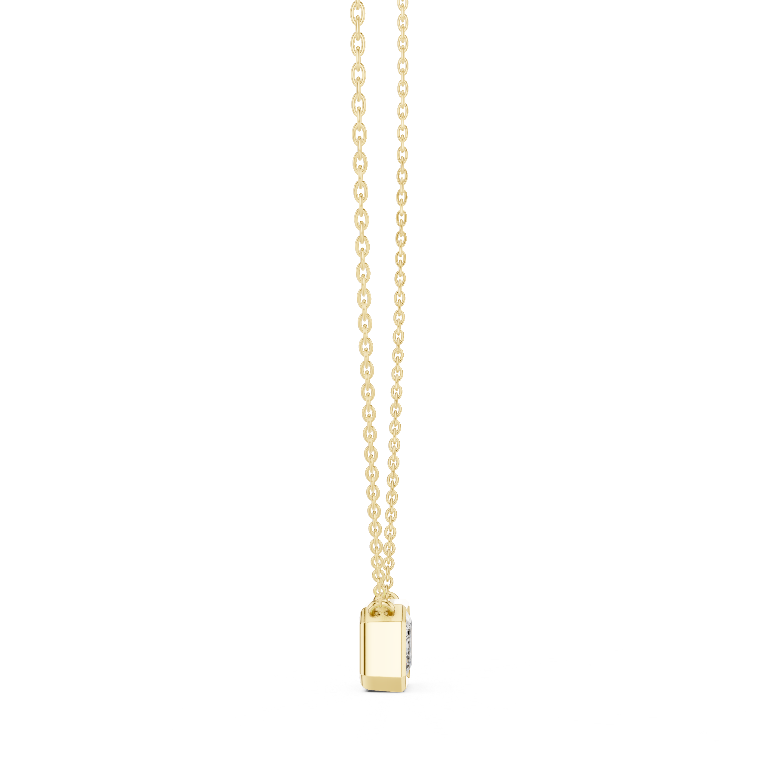 Minimalist Emerald Cut Solitaire Bezel Necklace