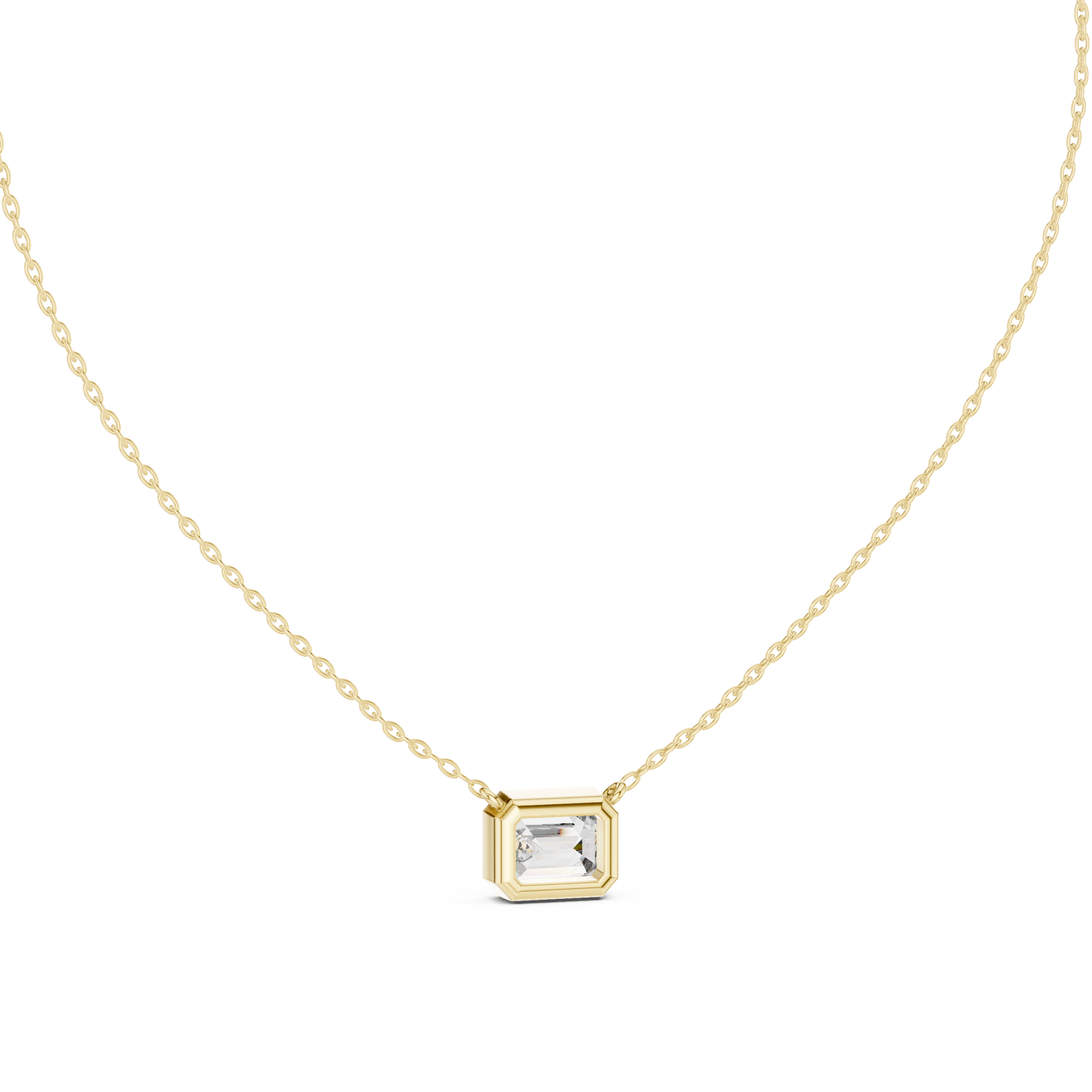 Minimalist Emerald Cut Solitaire Bezel Necklace