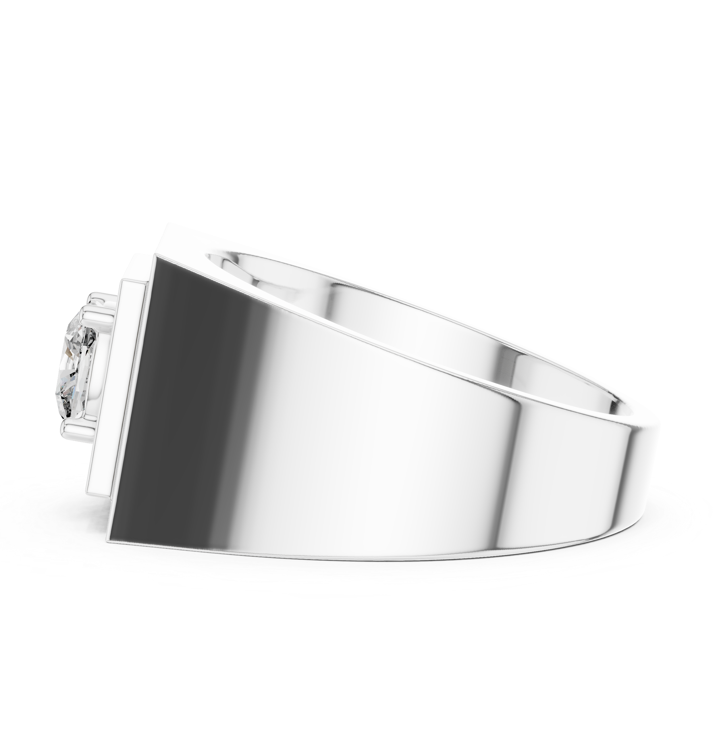 Men’s Cushion Cut Signet Ring – Modern Geometric Diamond Statement Ring