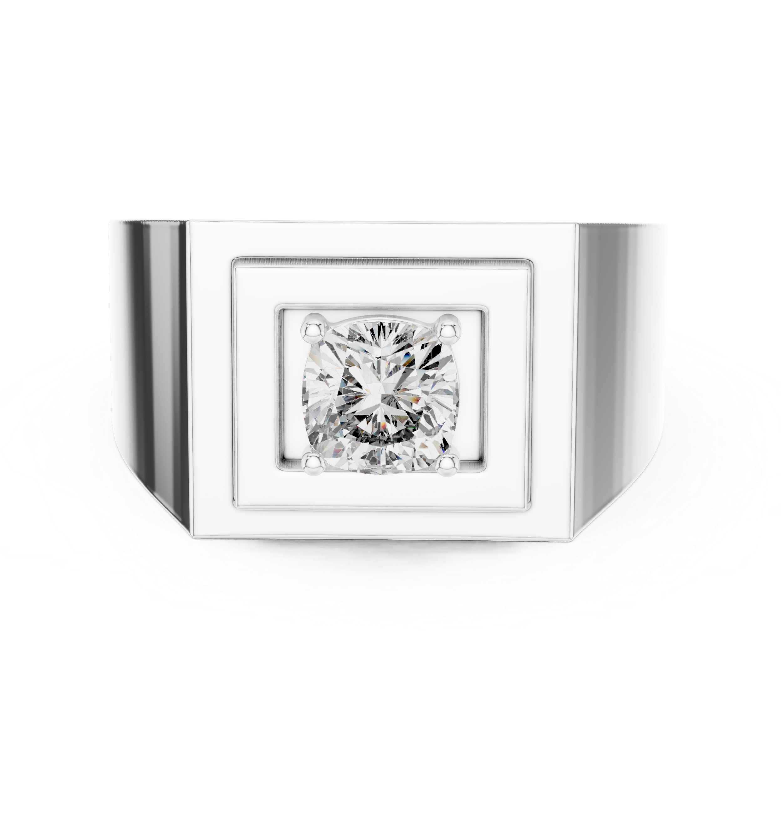 Men’s Cushion Cut Signet Ring – Modern Geometric Diamond Statement Ring