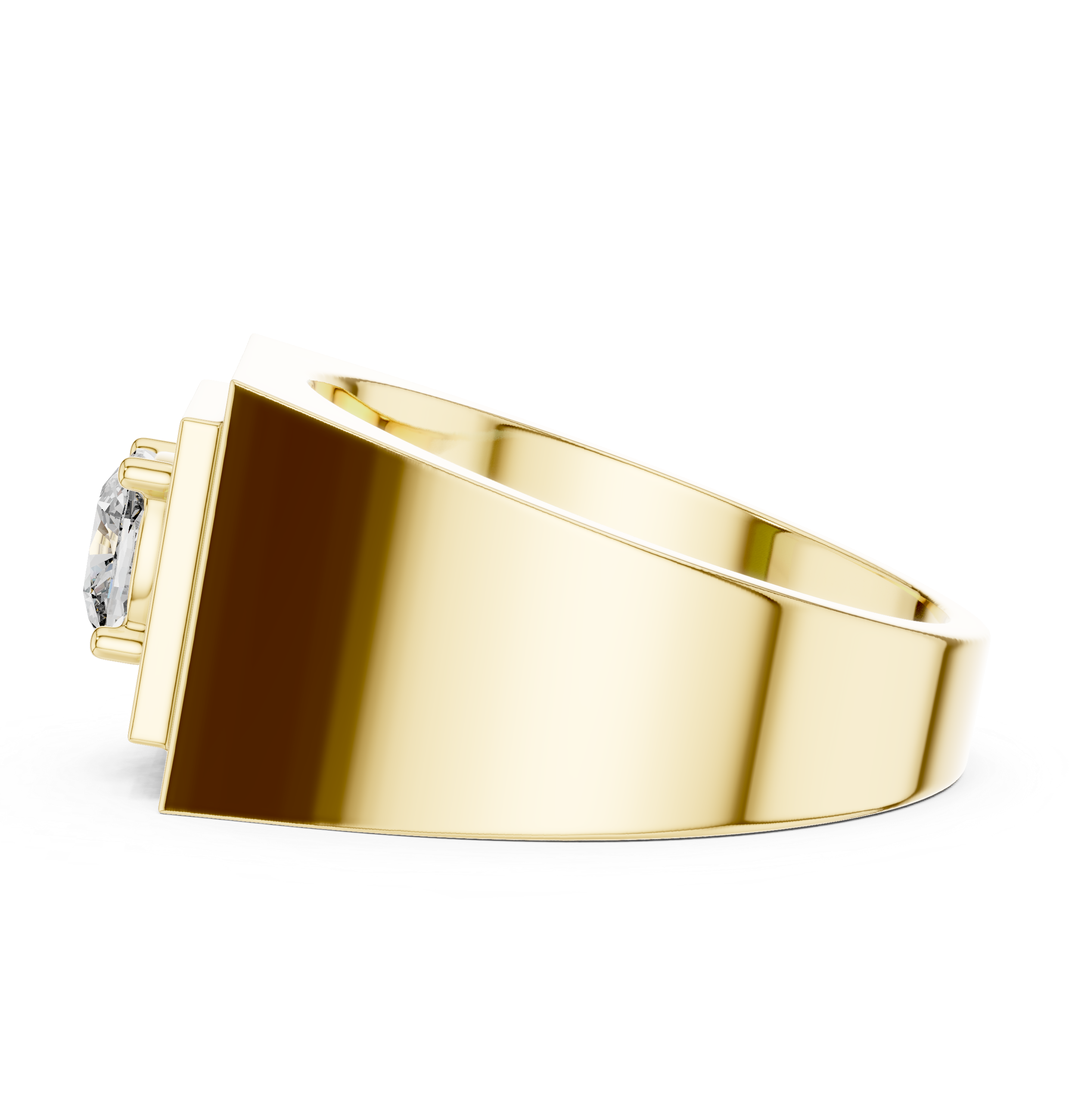 Men’s Cushion Cut Signet Ring – Modern Geometric Diamond Statement Ring