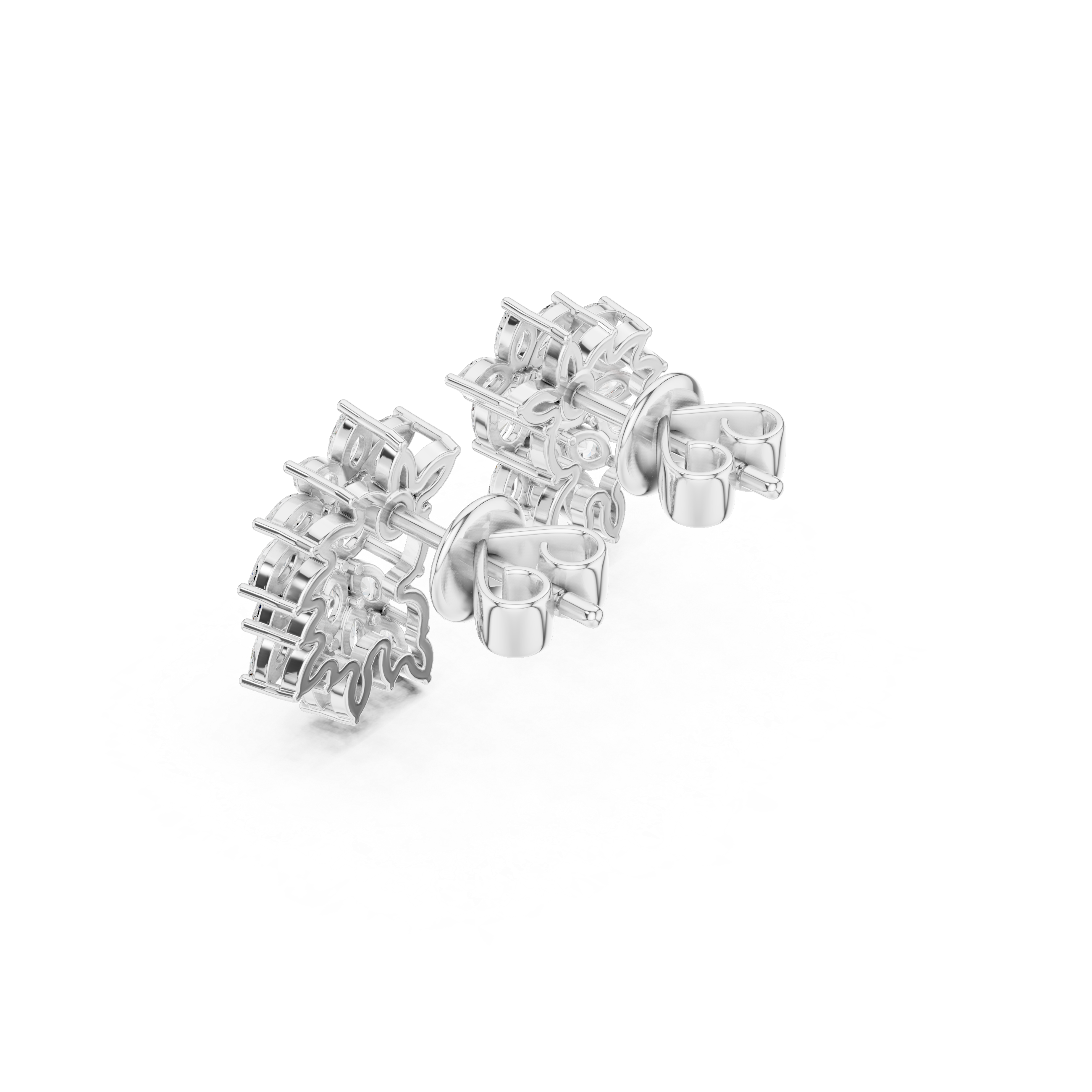 Marquise & Oval Diamond Leaf Cluster Stud Earrings