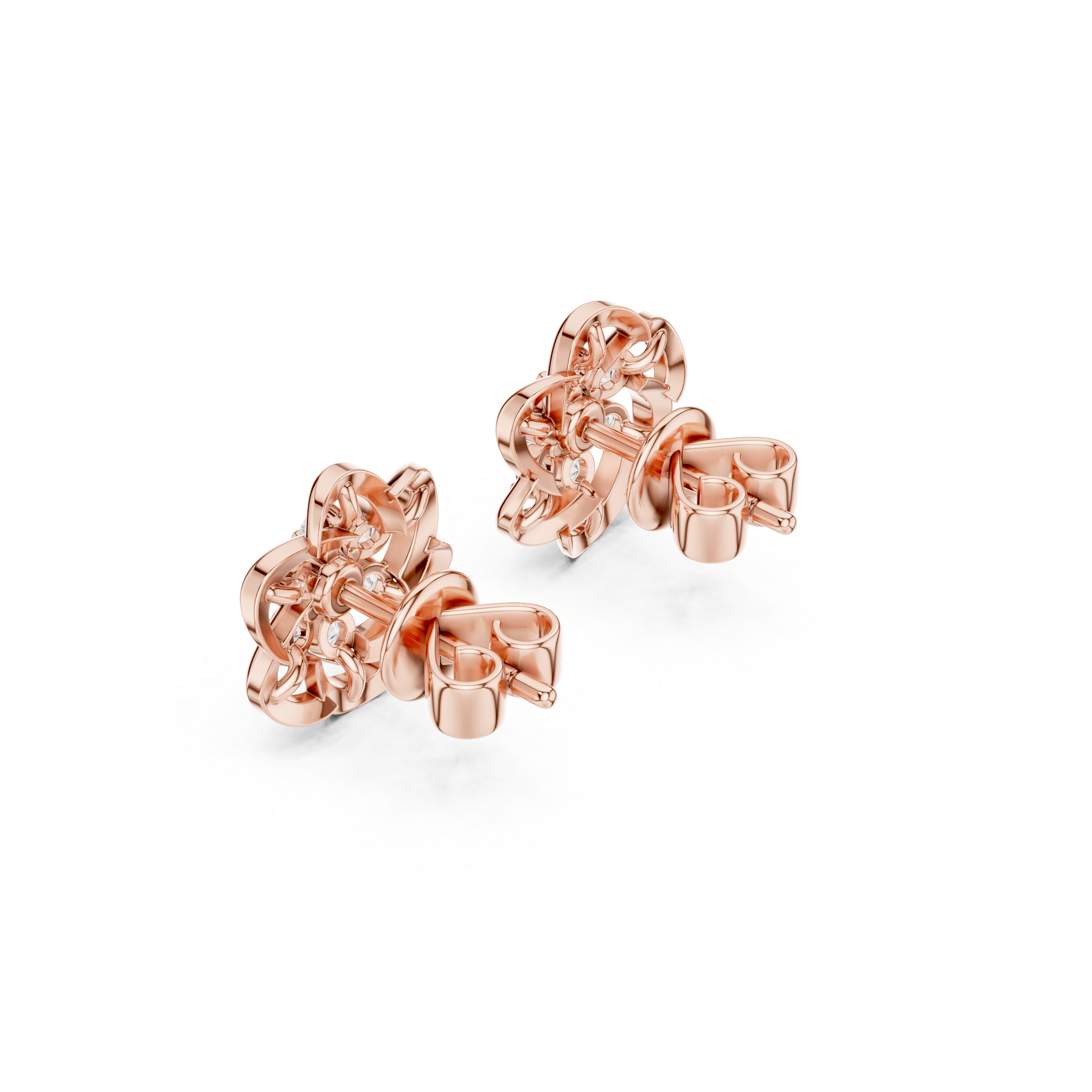 Floral Infinity Diamond Cluster Stud Earrings