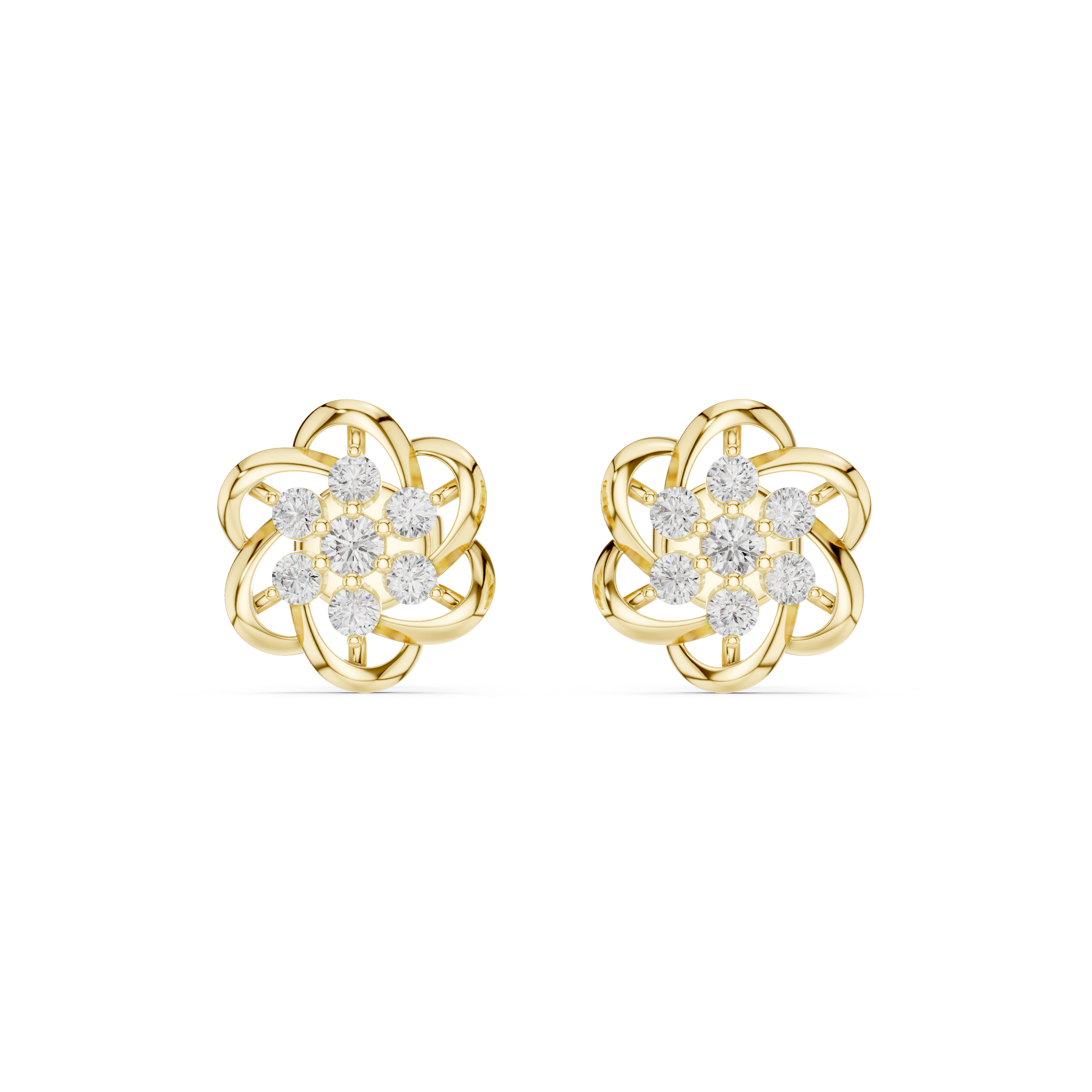 Floral Infinity Diamond Cluster Stud Earrings