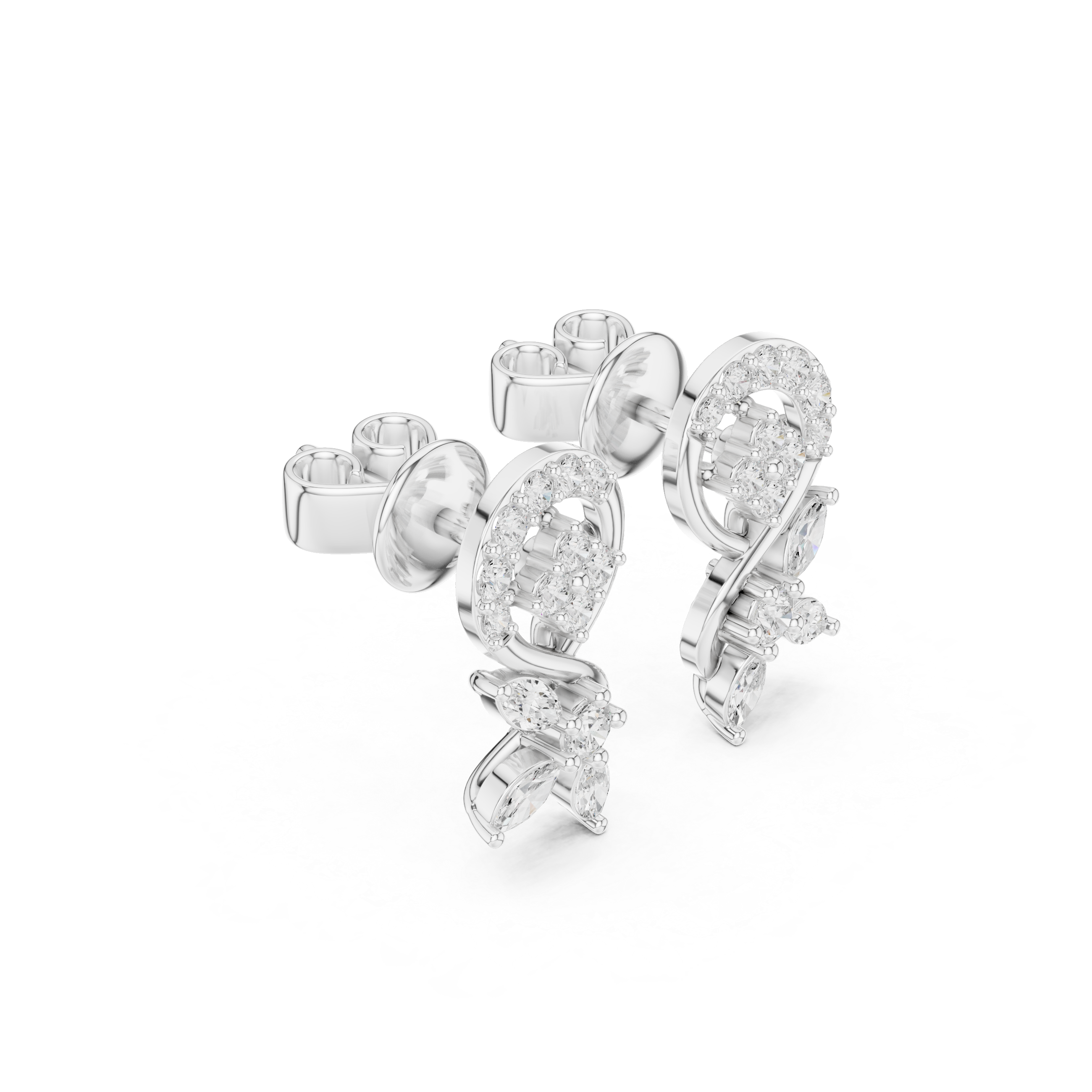 Infinity Vine Diamond Drop Stud Earrings