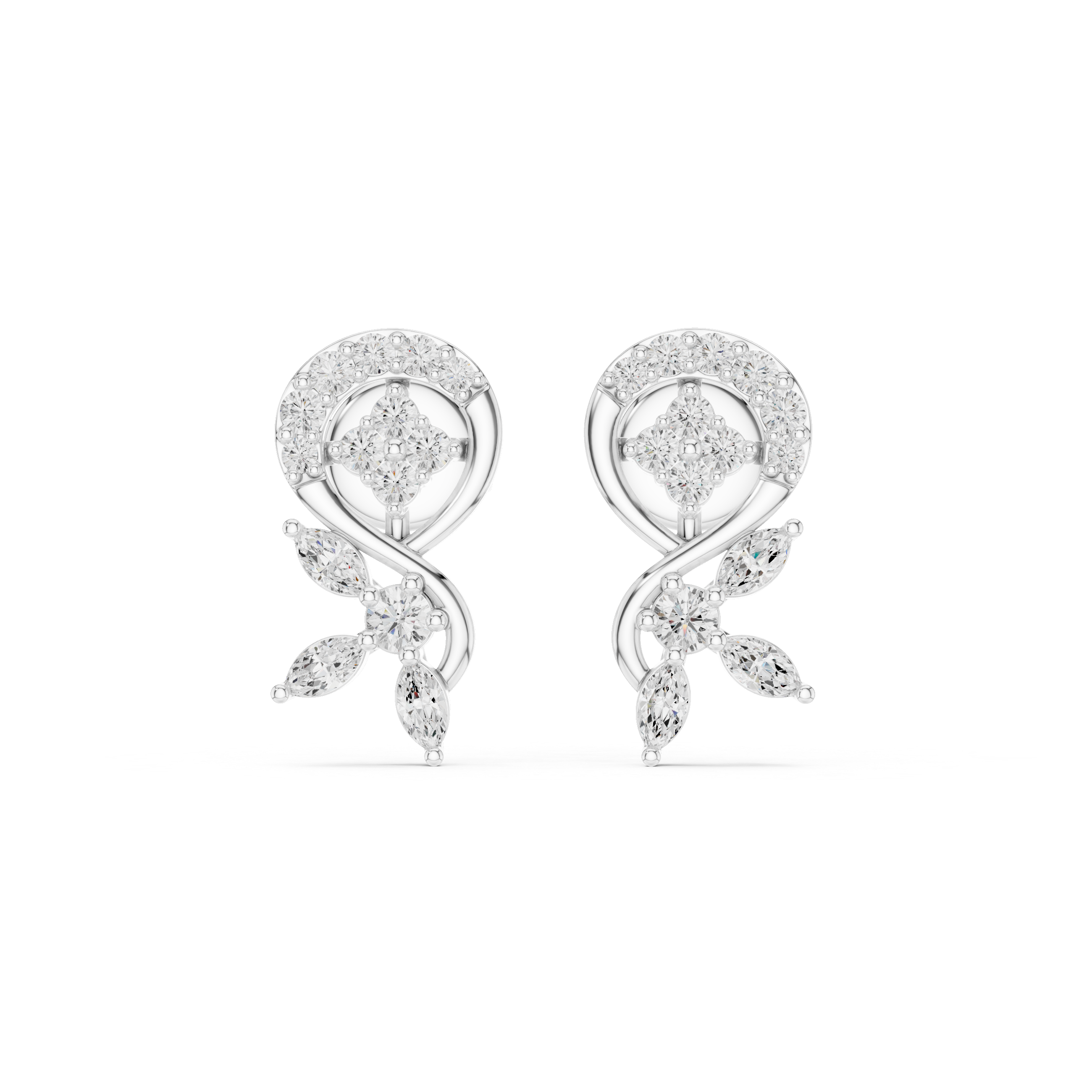Infinity Vine Diamond Drop Stud Earrings