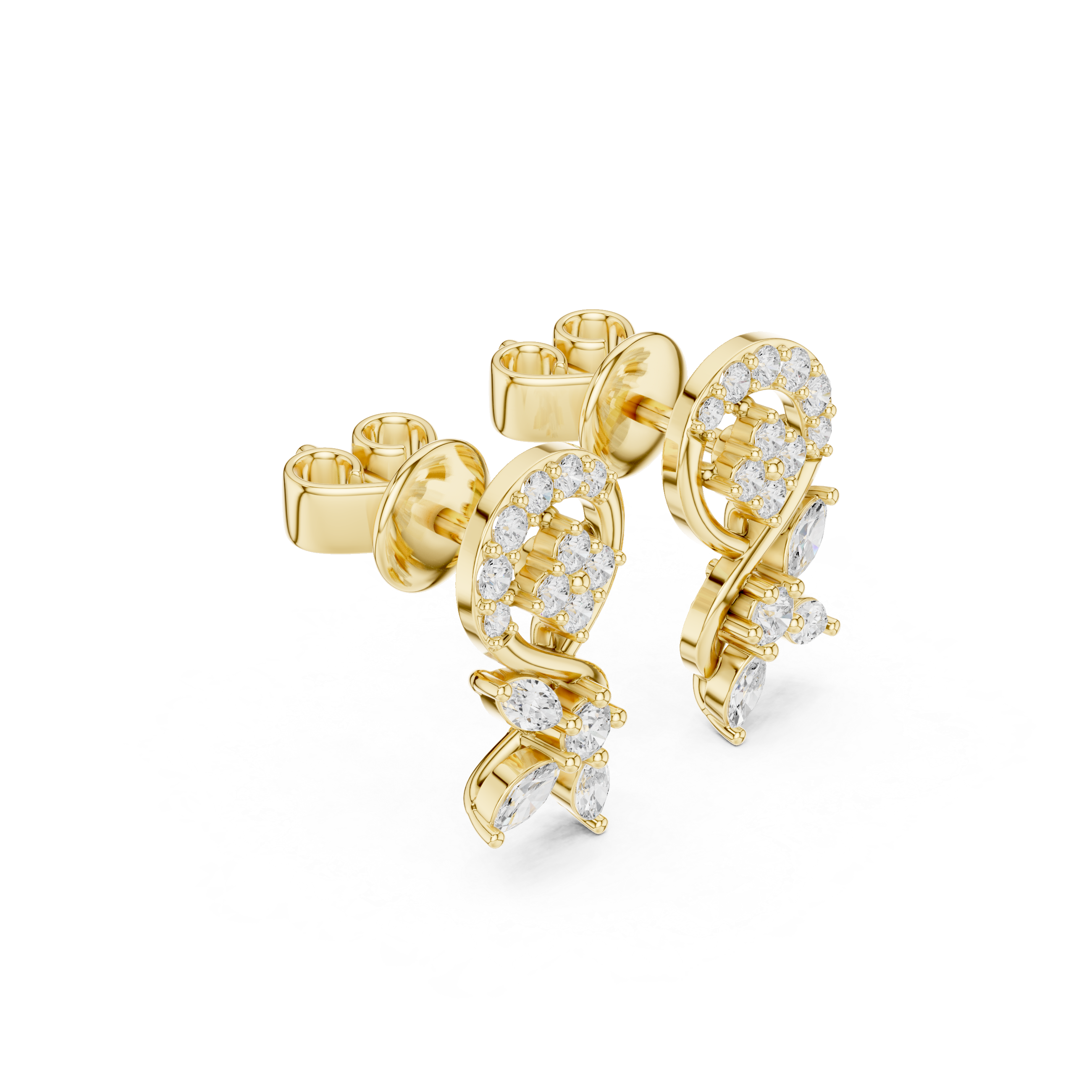 Infinity Vine Diamond Drop Stud Earrings