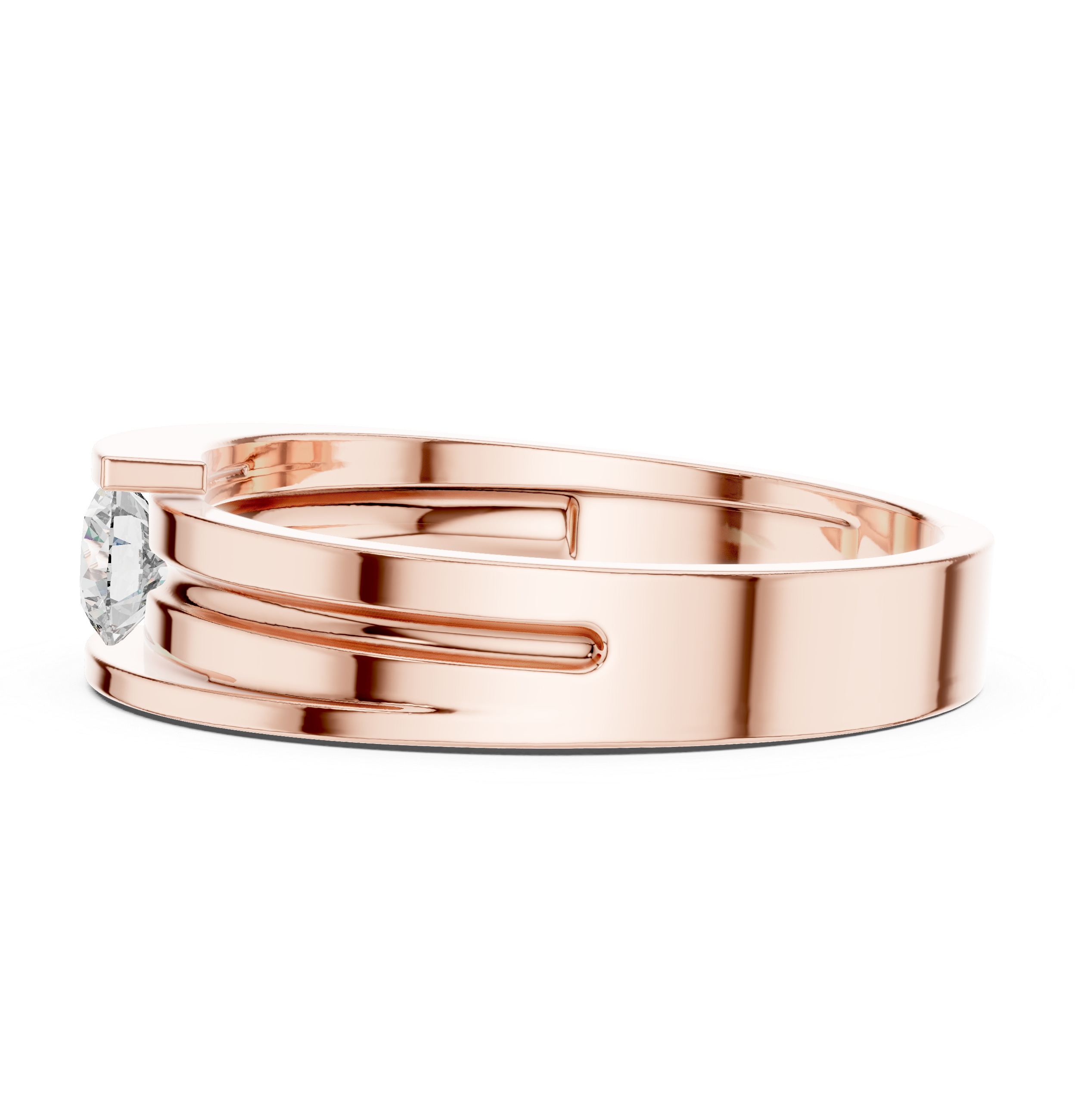 Modern Open Channel Diamond Ring – Minimalist Floating Solitaire Band
