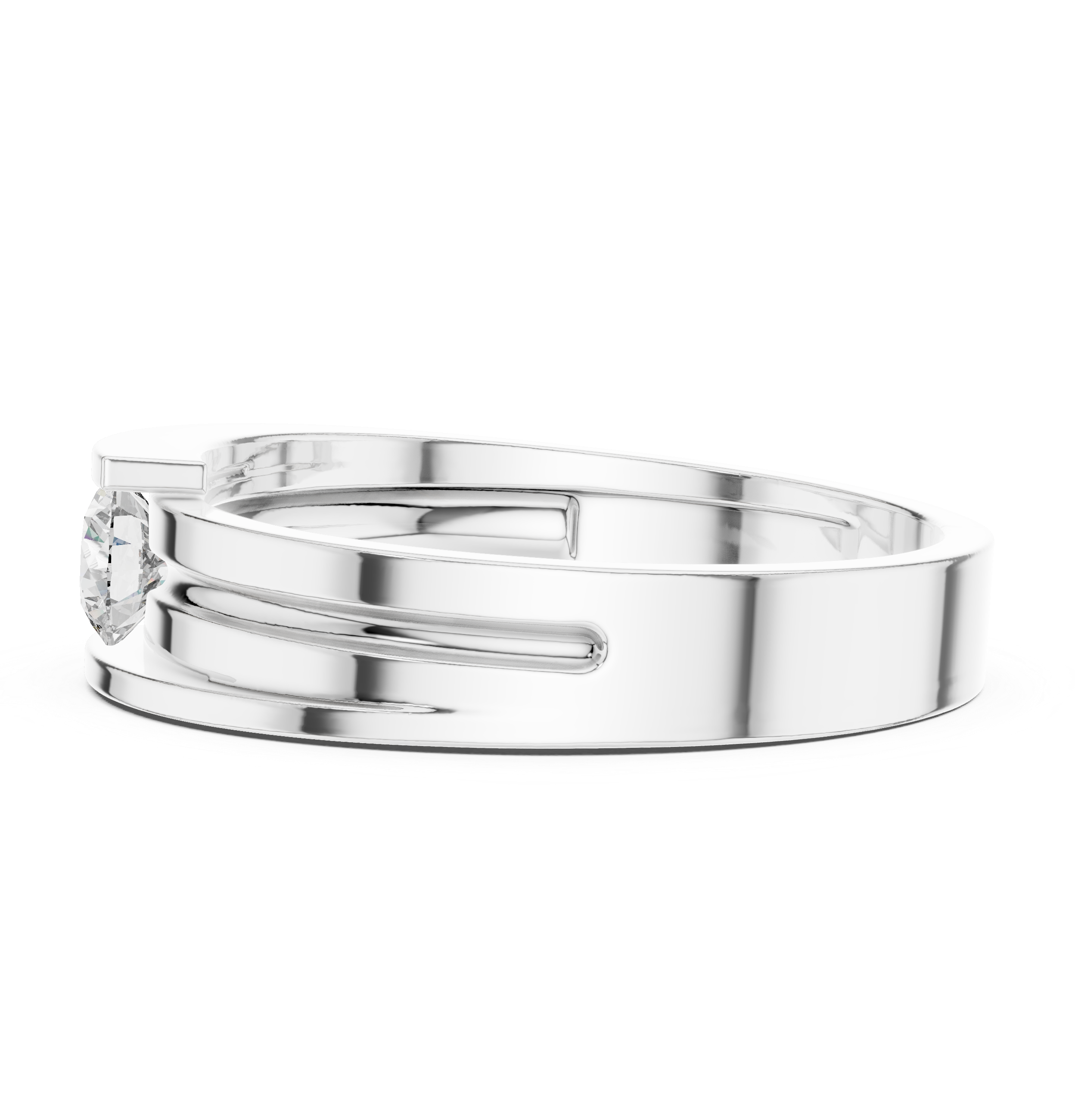 Modern Open Channel Diamond Ring – Minimalist Floating Solitaire Band