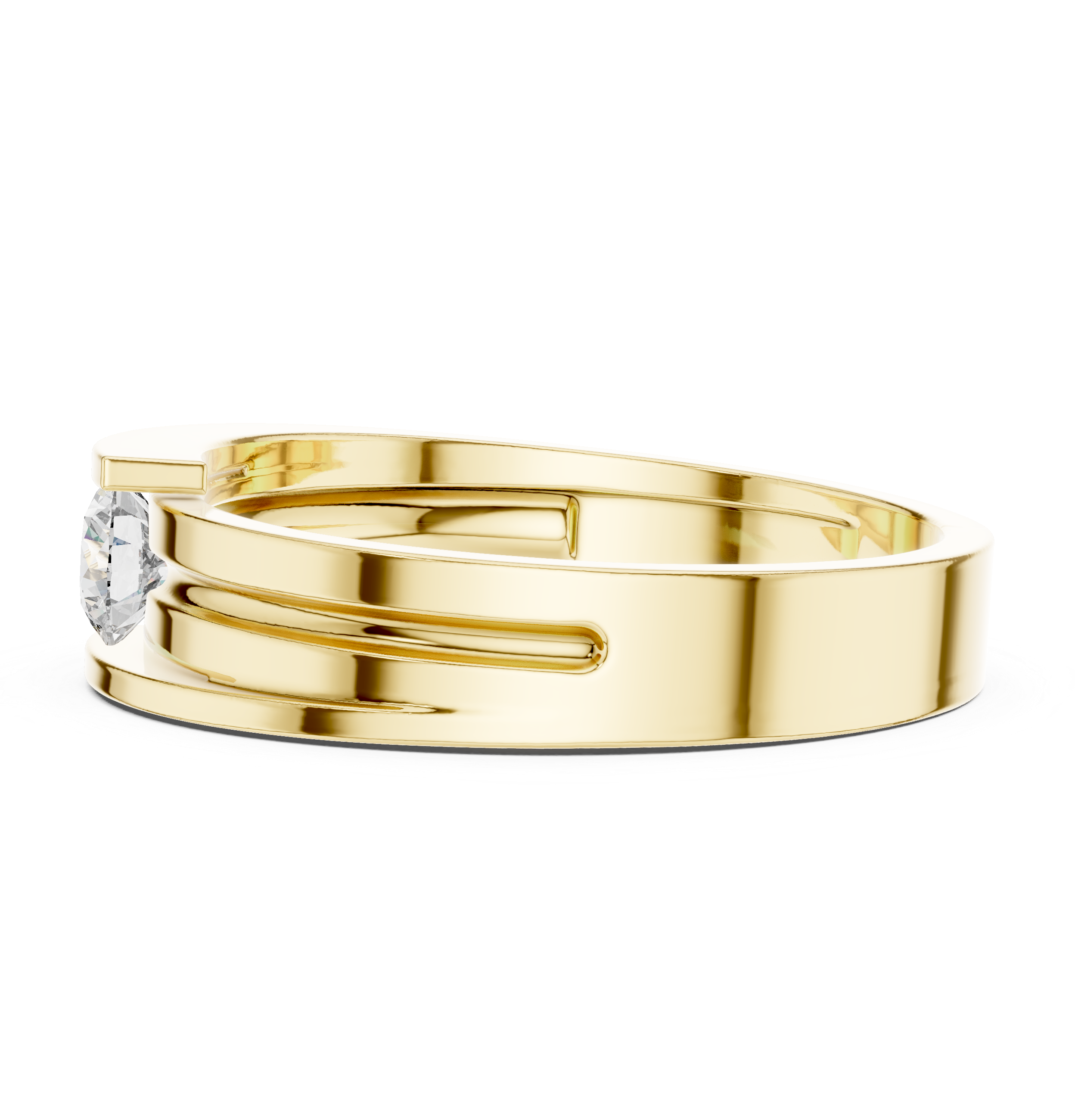 Modern Open Channel Diamond Ring – Minimalist Floating Solitaire Band