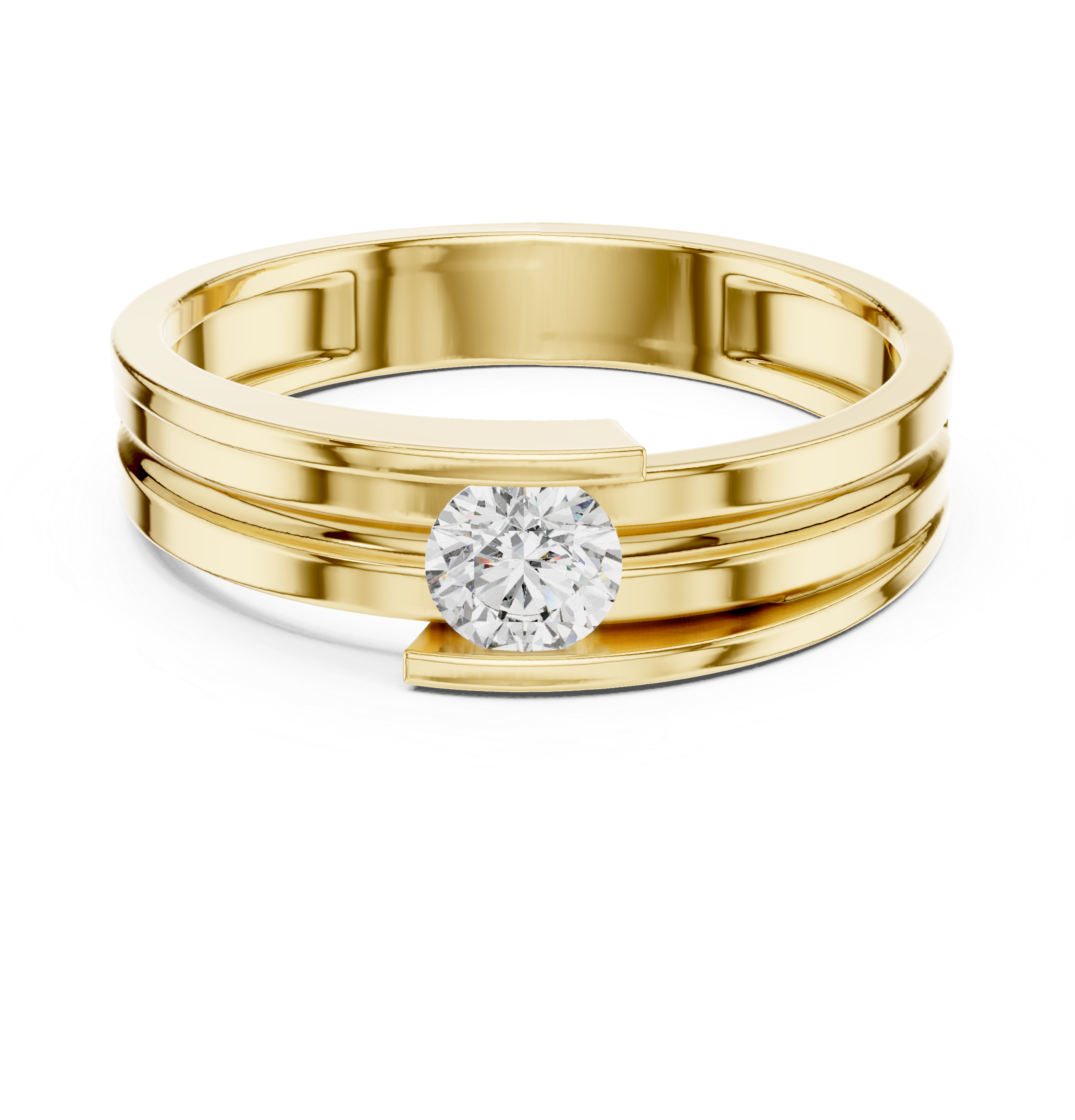 Modern Open Channel Diamond Ring – Minimalist Floating Solitaire Band