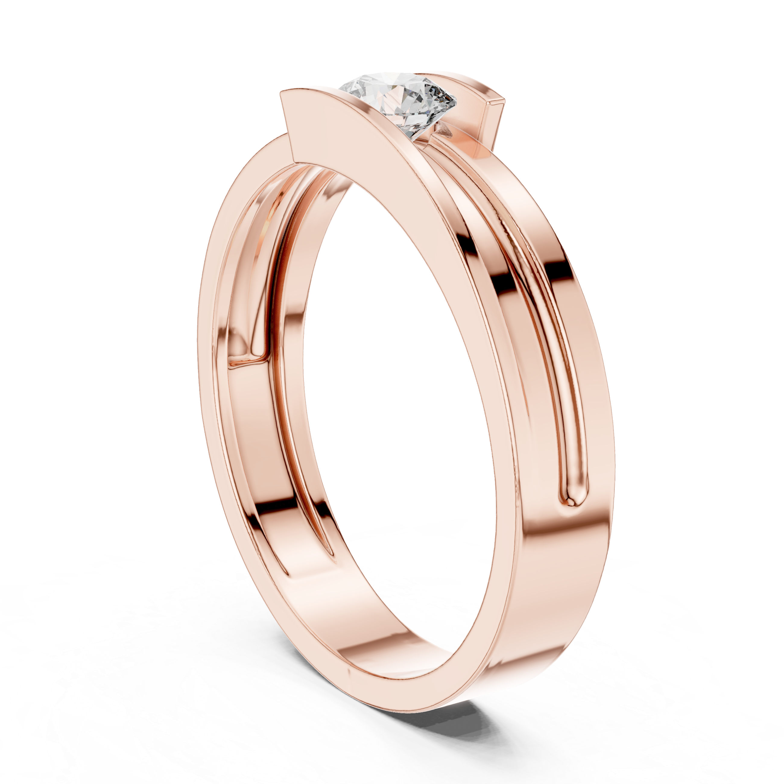 Modern Open Channel Diamond Ring – Minimalist Floating Solitaire Band