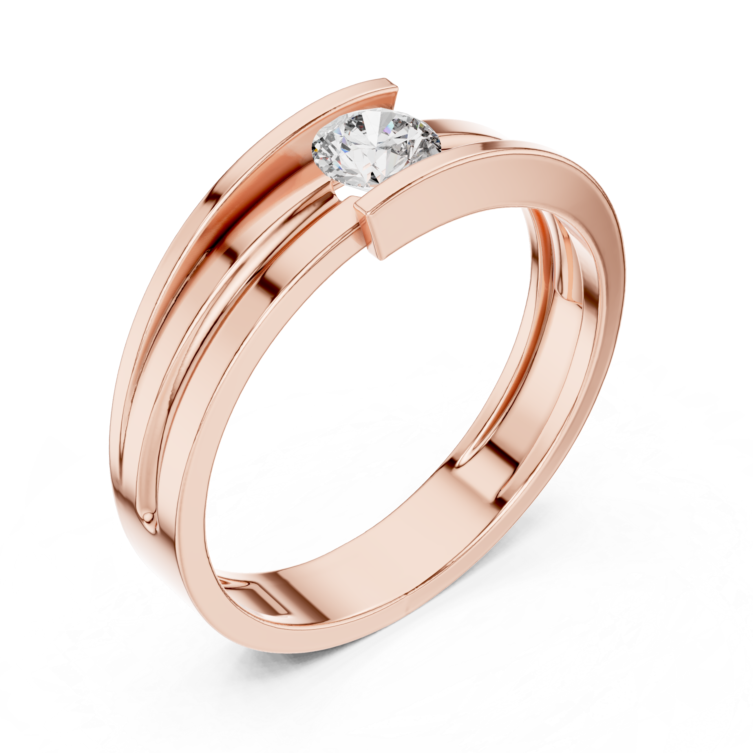 Modern Open Channel Diamond Ring – Minimalist Floating Solitaire Band