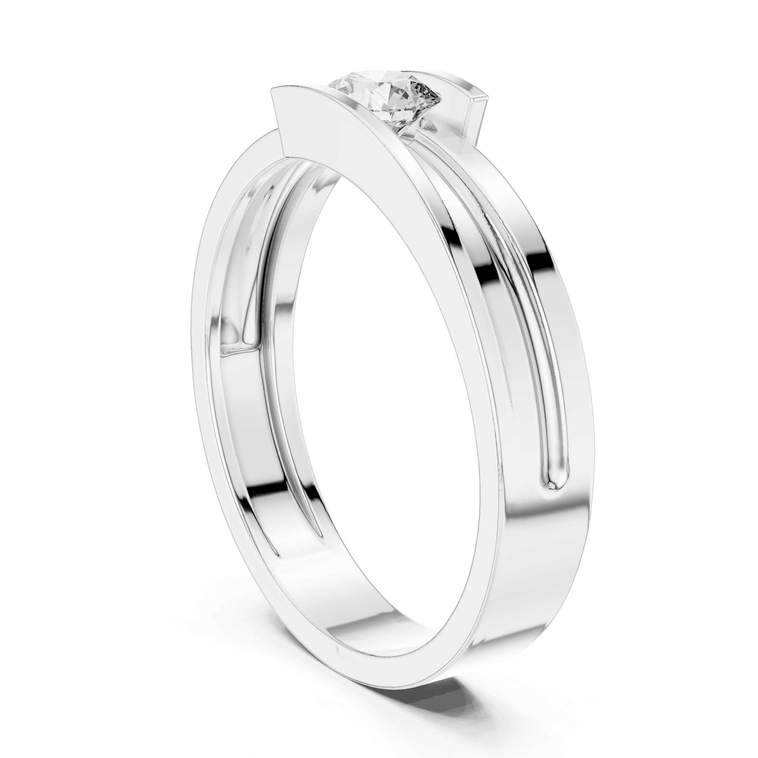 Modern Open Channel Diamond Ring – Minimalist Floating Solitaire Band
