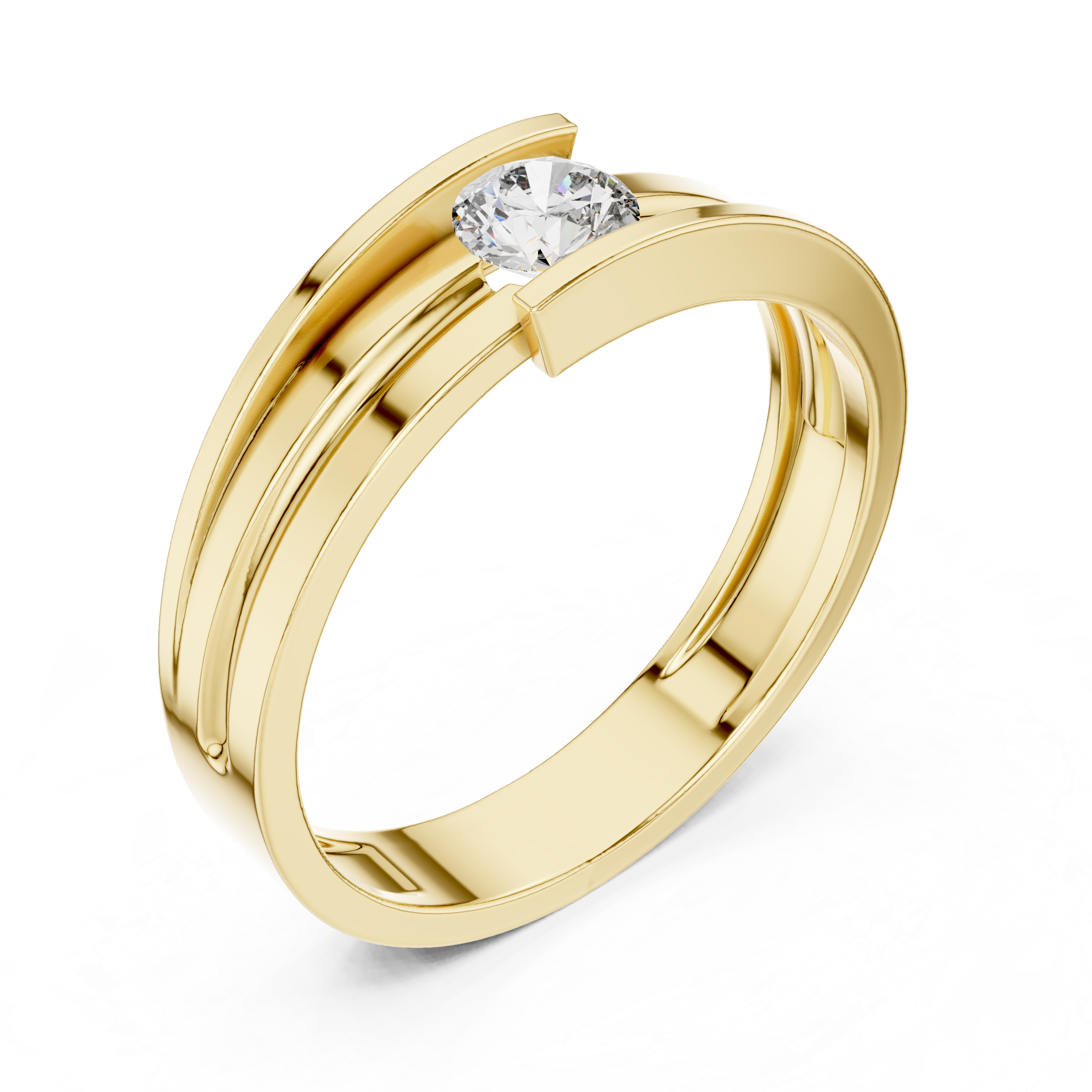 Modern Open Channel Diamond Ring – Minimalist Floating Solitaire Band