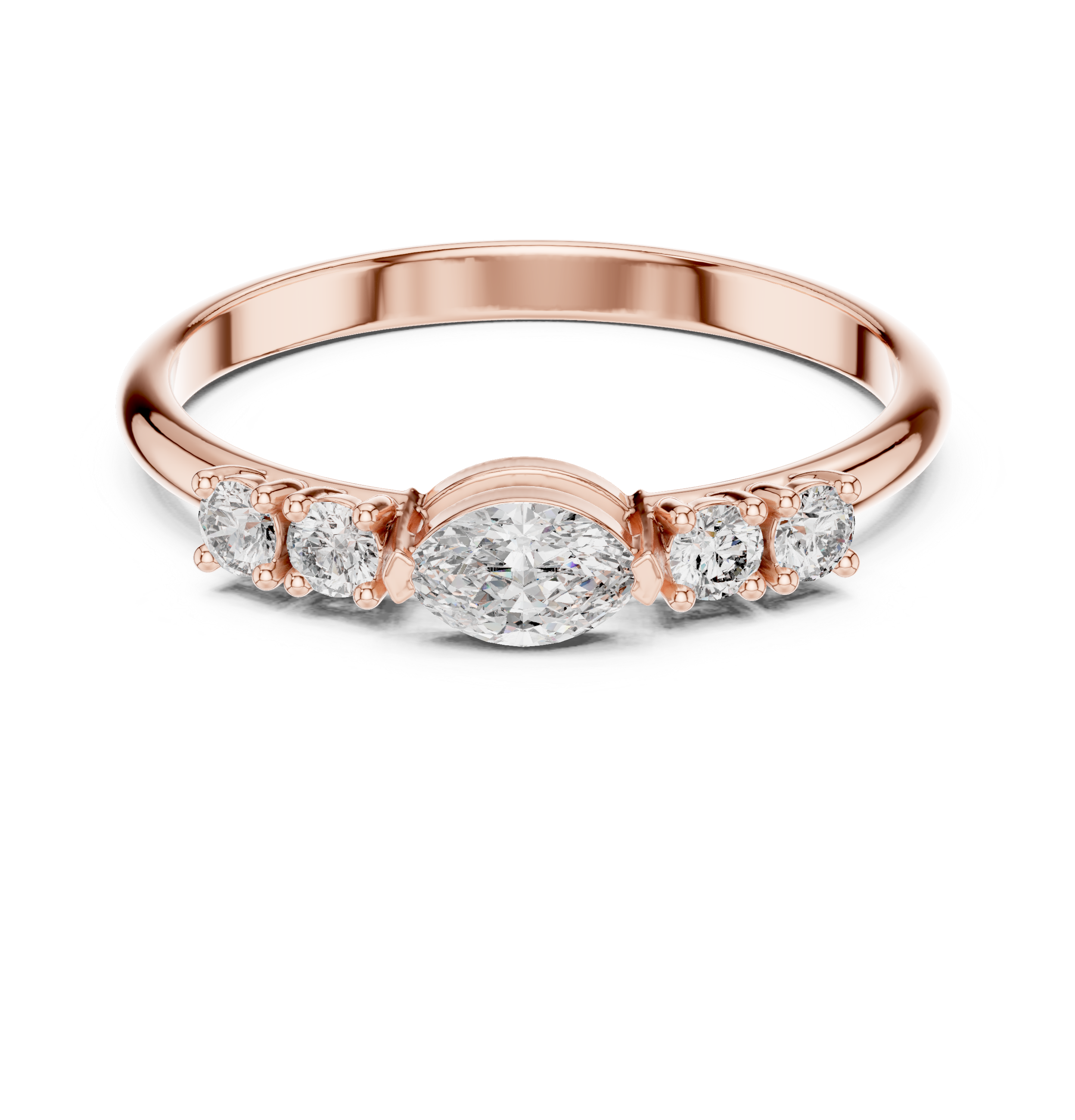 Marquise Diamond Five Stone Ring – Vintage Inspired Diamond Band