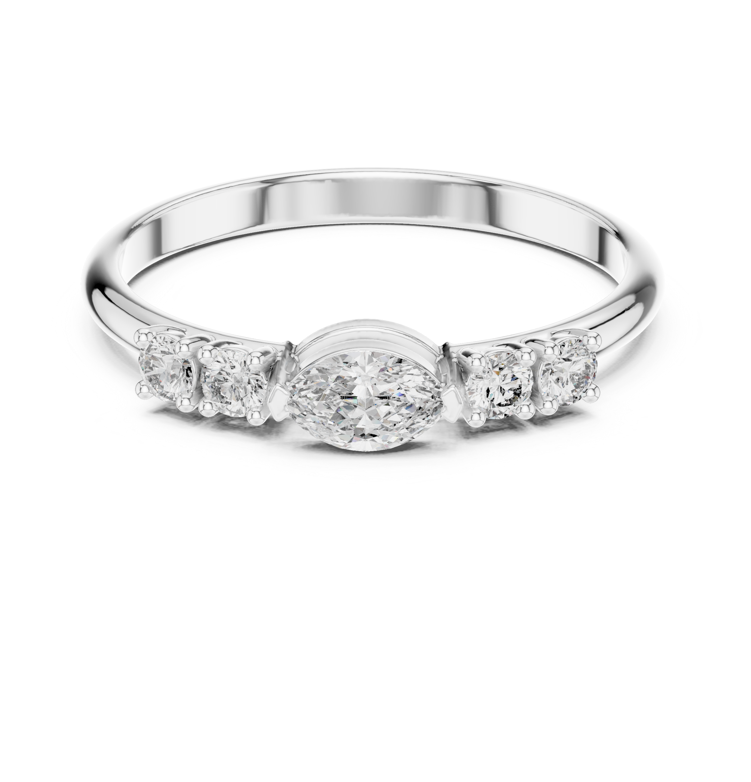 Marquise Diamond Five Stone Ring – Vintage Inspired Diamond Band