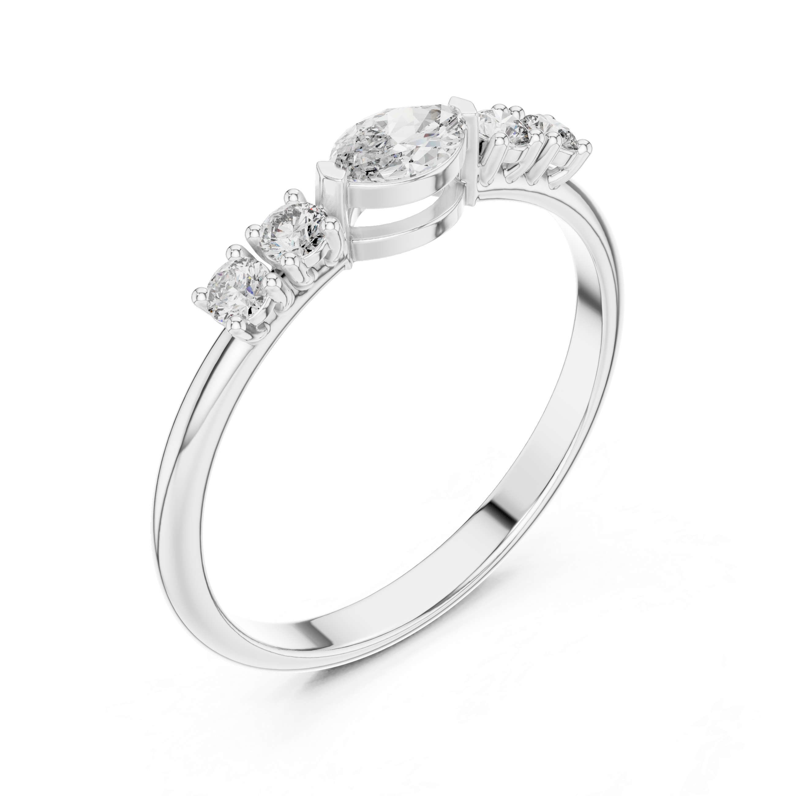 Marquise Diamond Five Stone Ring – Vintage Inspired Diamond Band