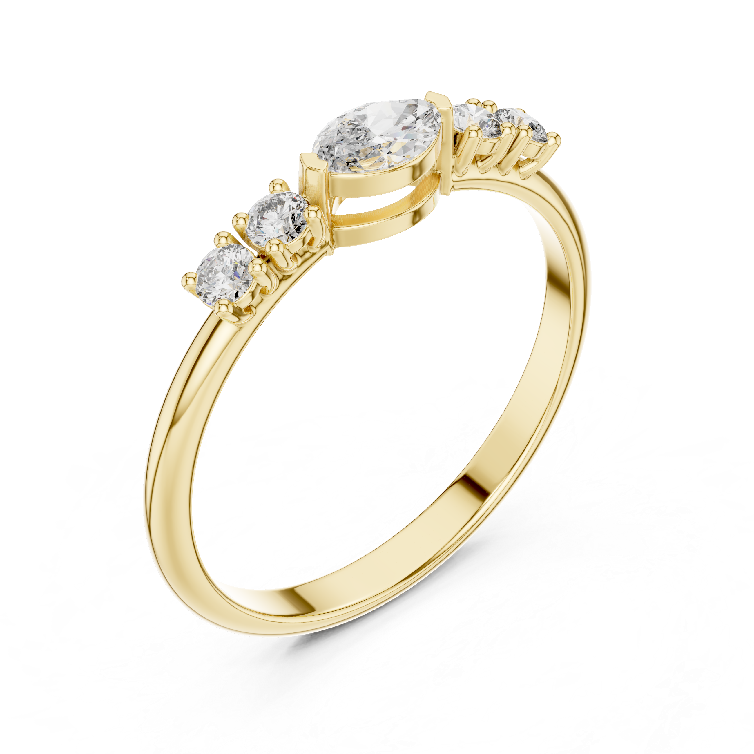 Marquise Diamond Five Stone Ring – Vintage Inspired Diamond Band