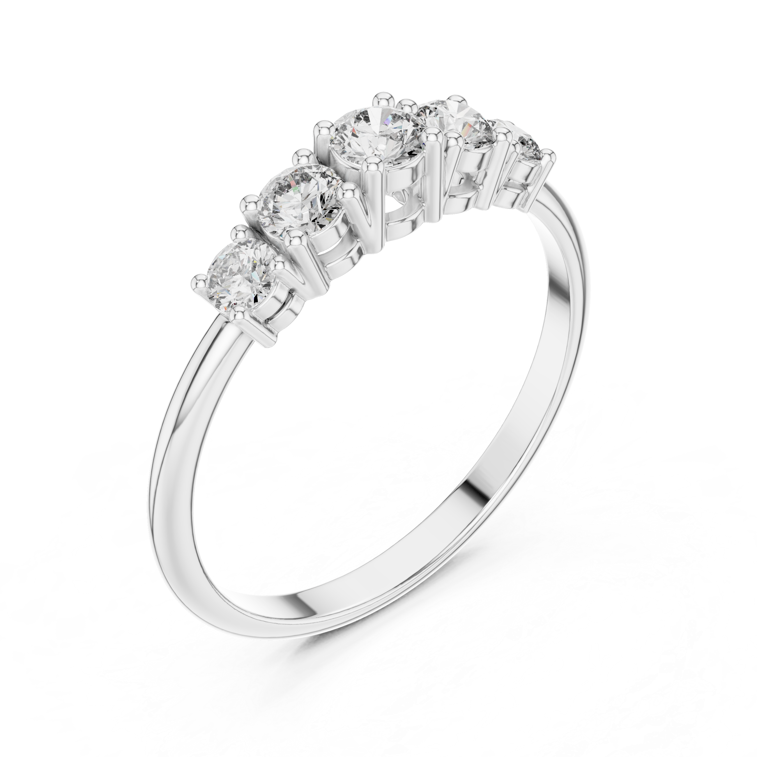 Five Stone Round Diamond Ring – Classic Anniversary Band