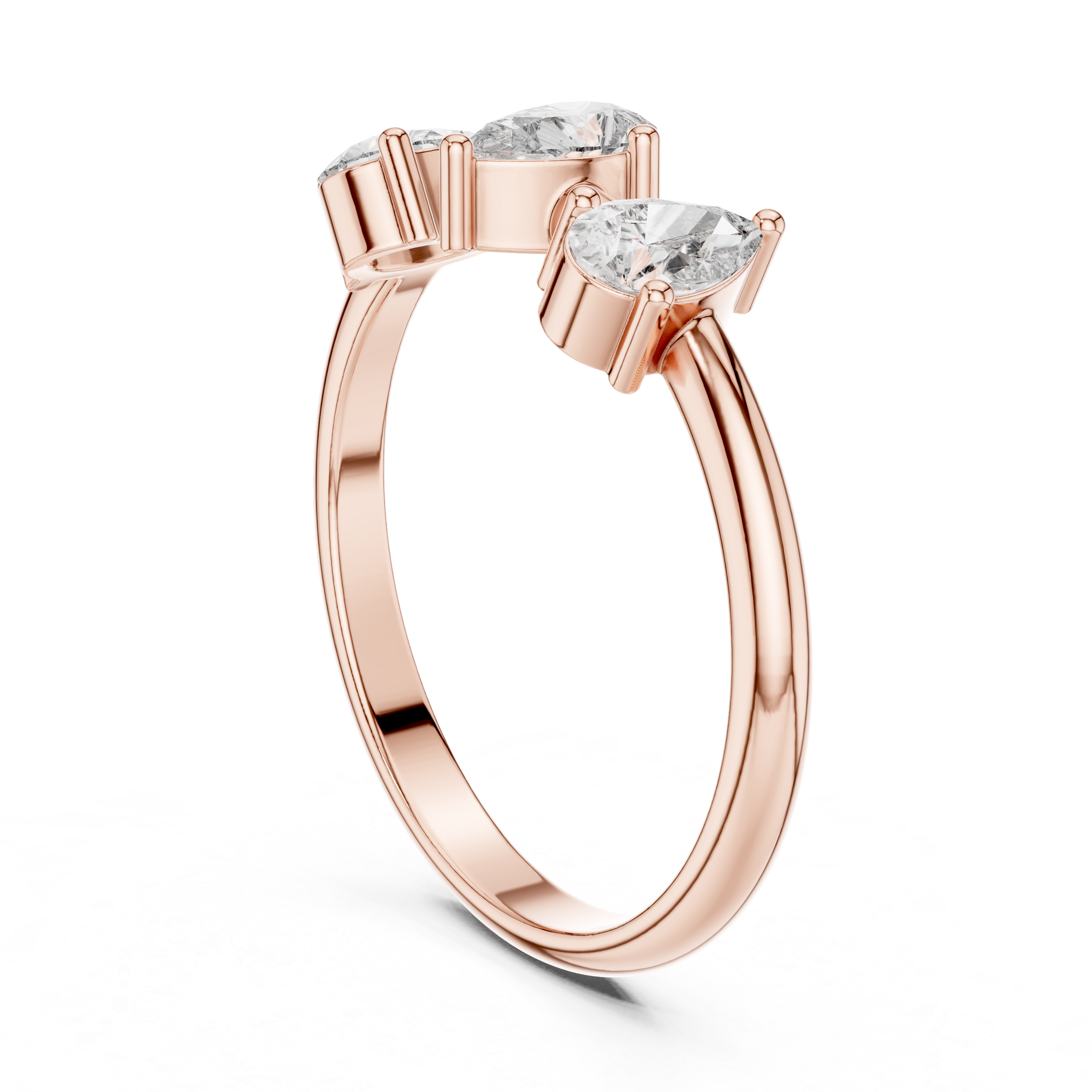 Three Stone Pear Diamond Ring – Modern Trilogy Engagement Ring